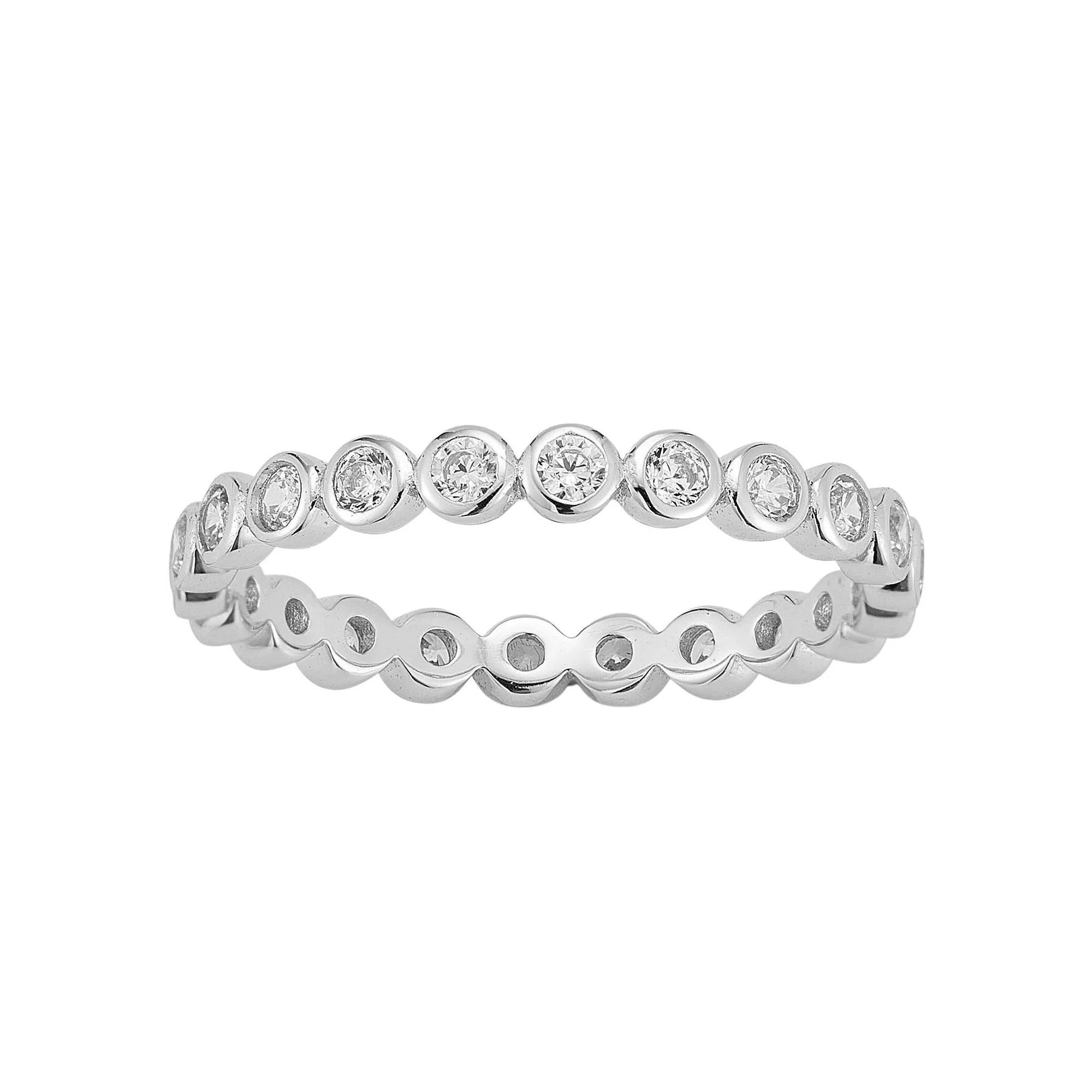 Sunkissed Sterling 14k Gold Over Silver Bezel Set Cubic Zirconia Ring, Womens Silver Tone Product Image