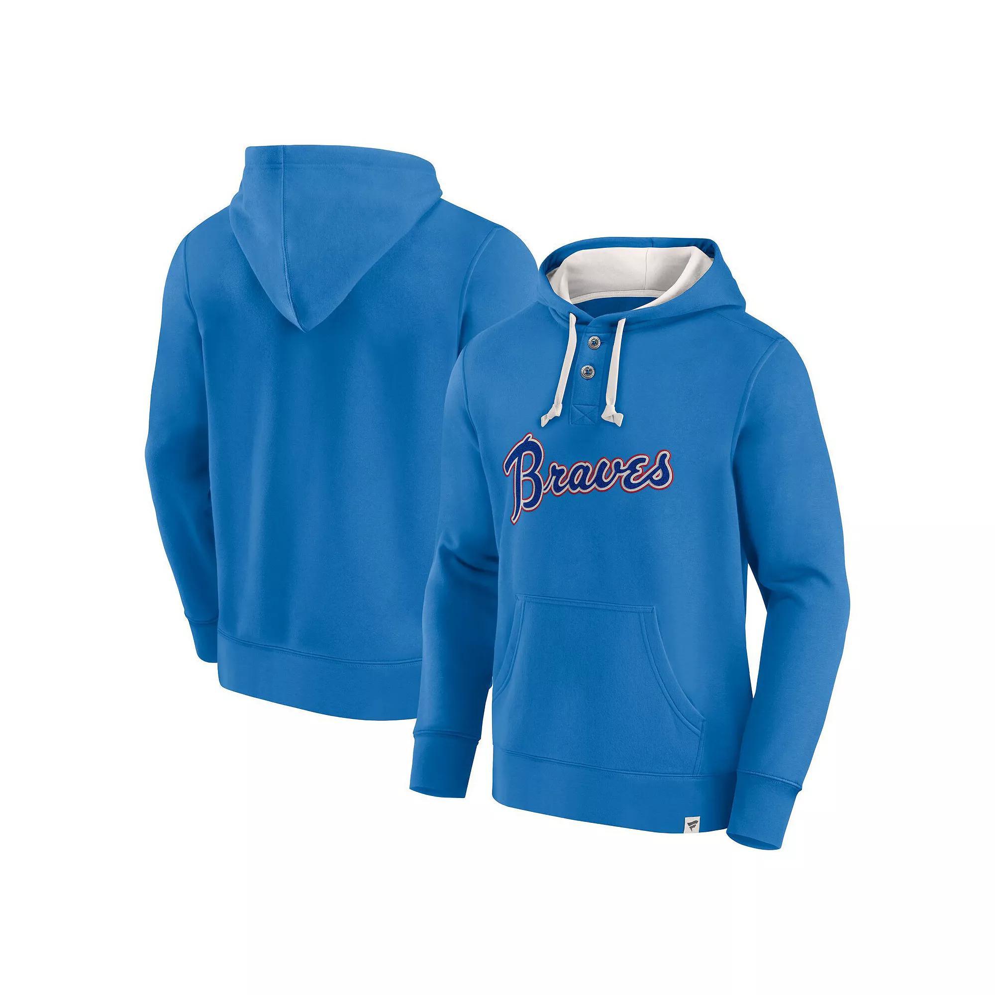 Men's Fanatics Branded Royal Atlanta Braves Plan for Adversity Henley Fleece Pullover Hoodie, Size: Medium, Blue Product Image