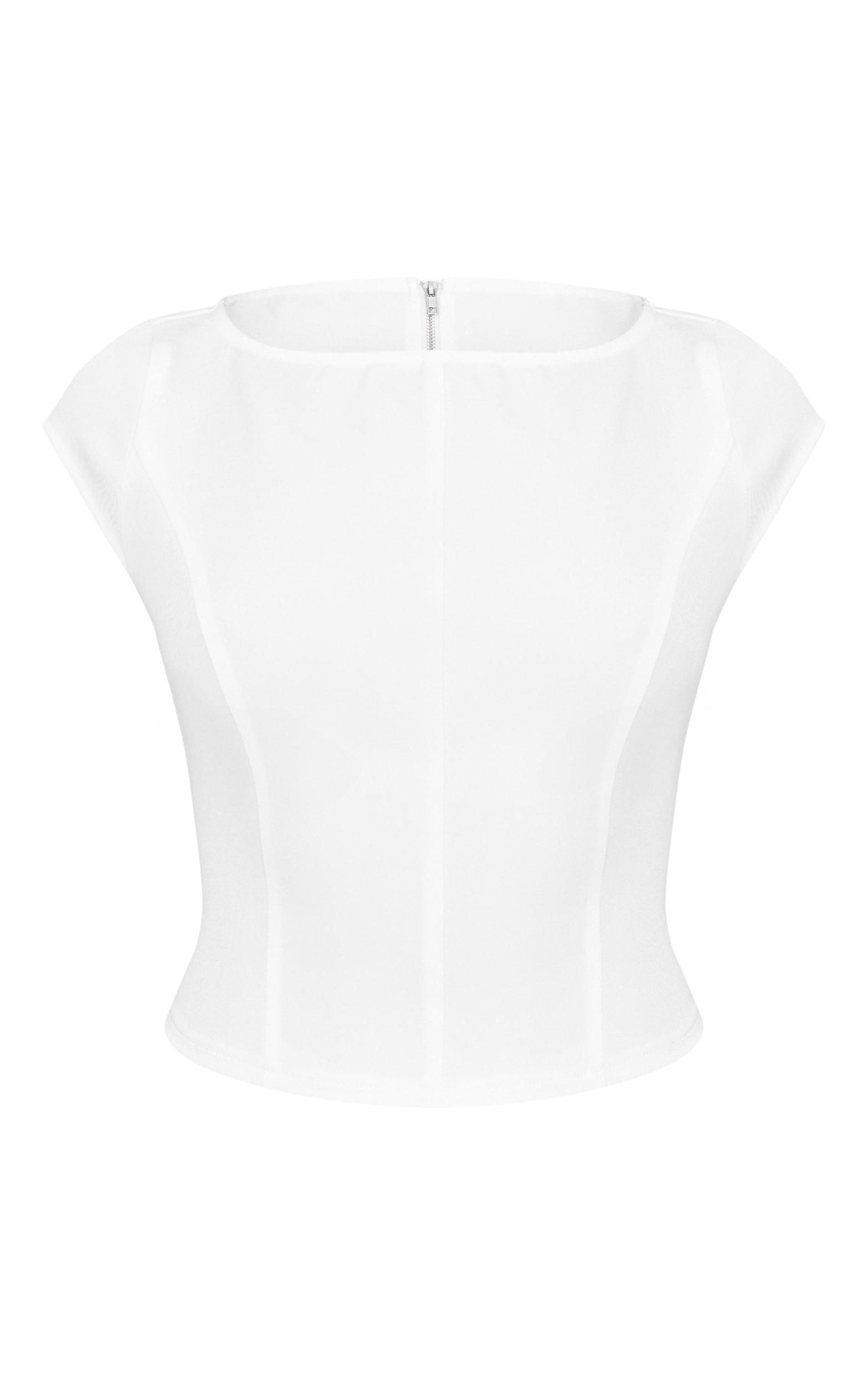 White Woven Boatneck Top Product Image