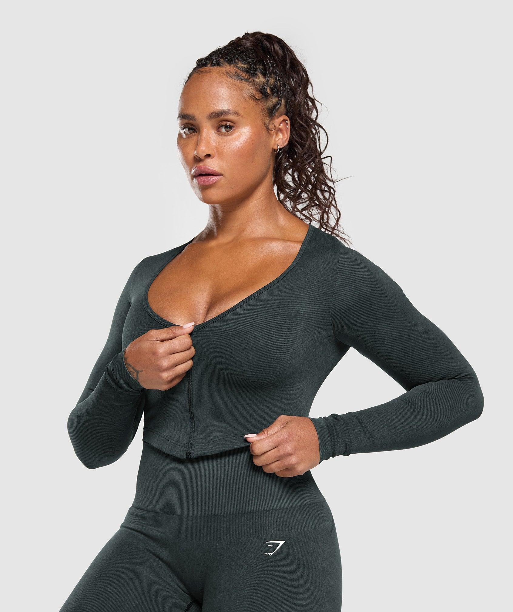 Gymshark Gains Seamless Washed Zip Up Jacket - Black Female Product Image