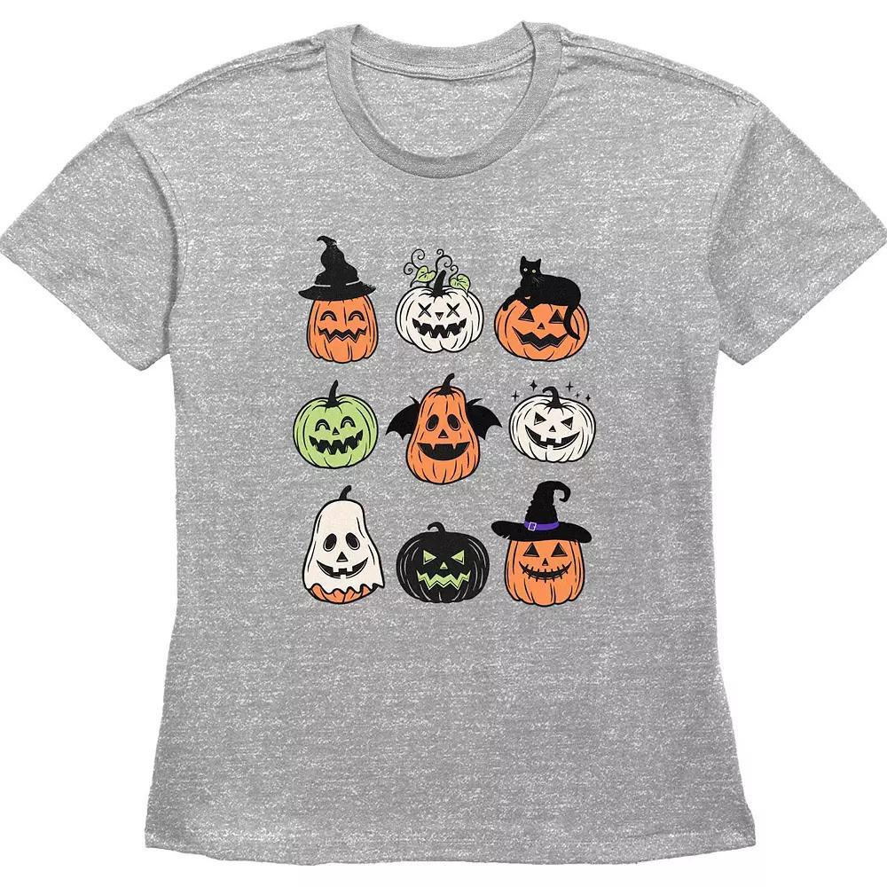 Juniors' Halloween Jack O Lanterns Jumble Graphic Tee, Women's, Size: XS, Grey Gray Product Image