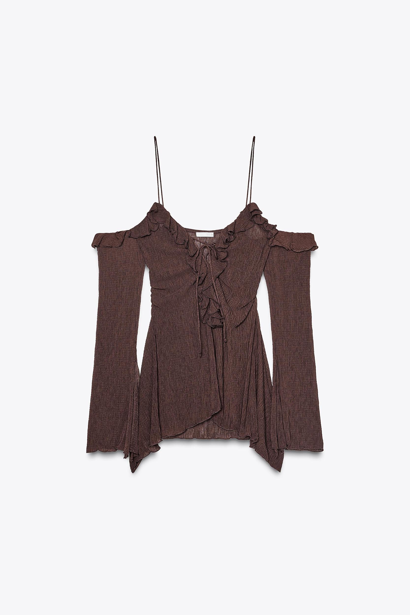RUFFLED COLD-SHOULDER TOP Product Image