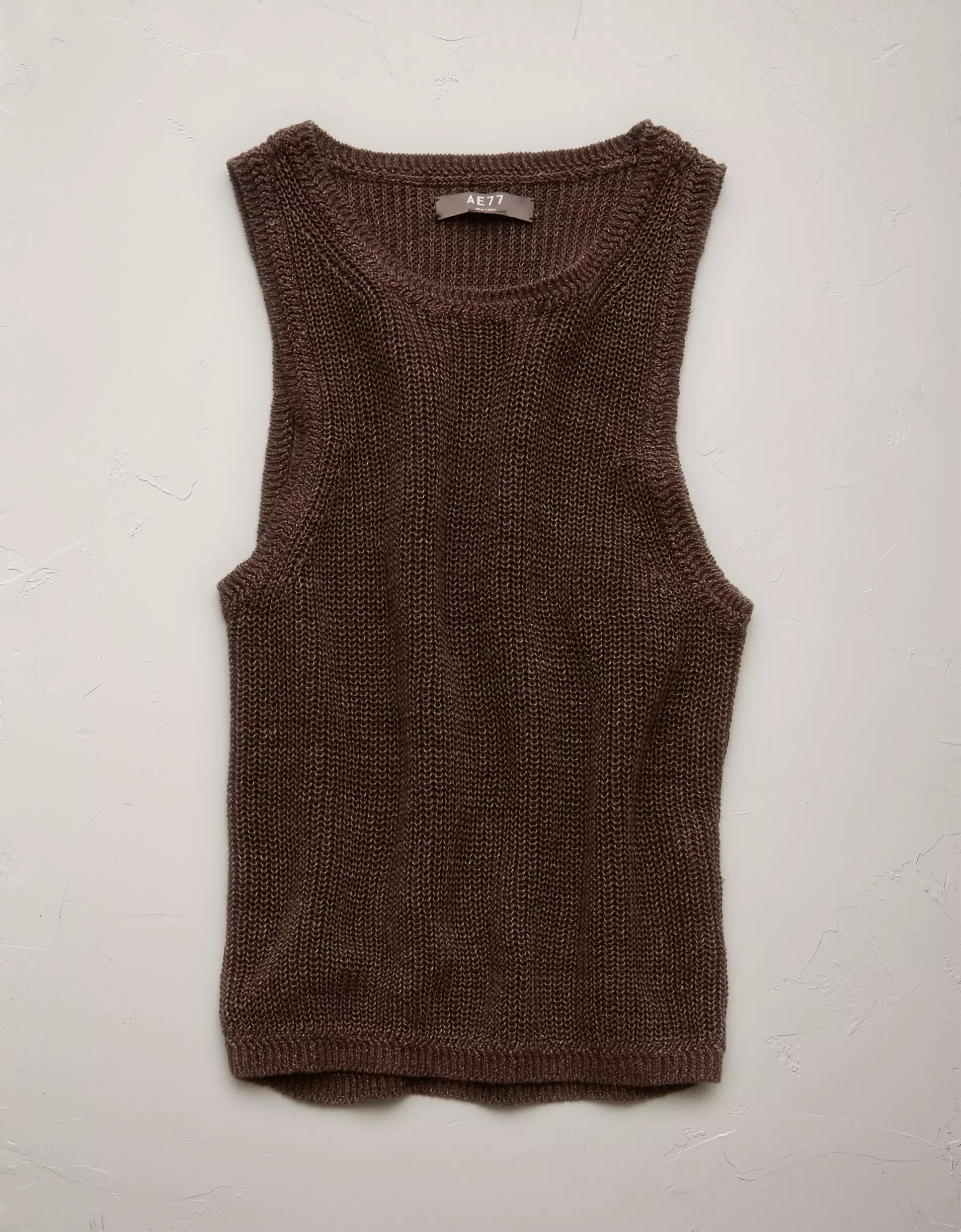 AE77 Premium Linen Sweater Tank Top Product Image