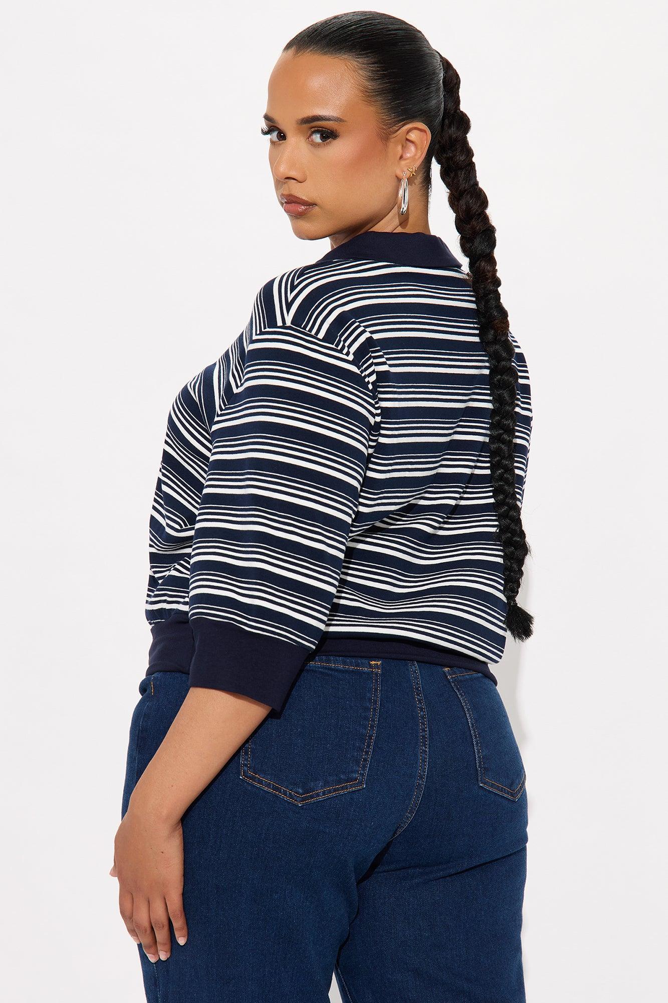 Striped Out Striped Sweater Polo  - Navy/combo Product Image