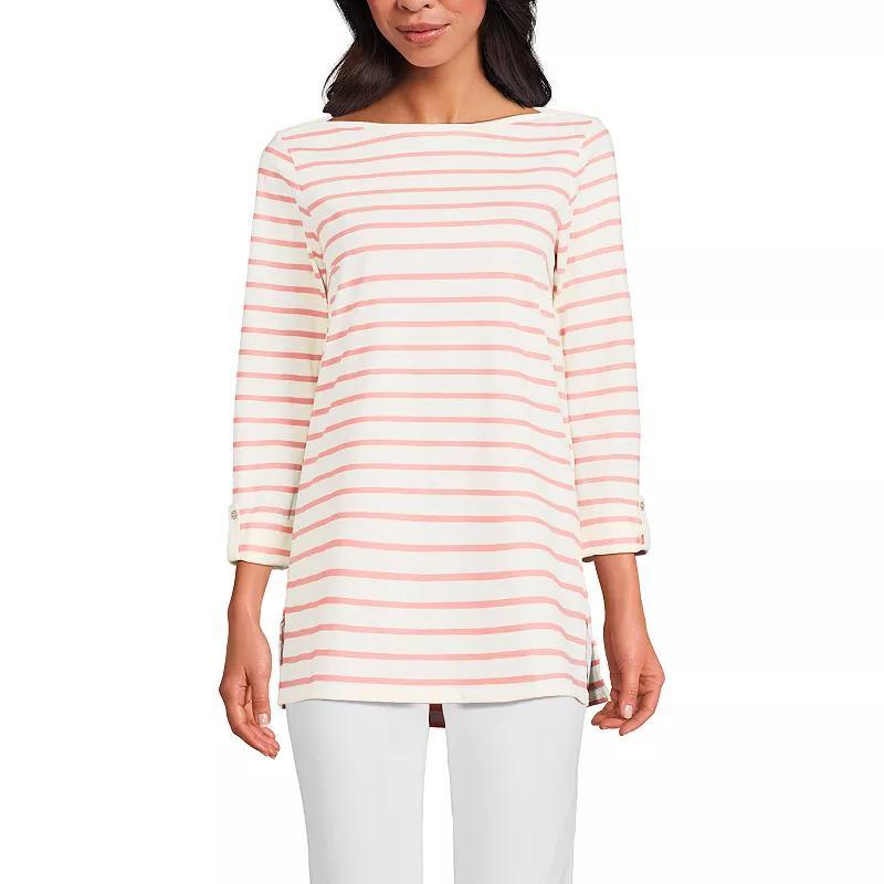 Women's Lands' End Adjustable 3/4 Sleeve Boatneck Tunic, Size: XL, Blue Ivory Stripe Product Image