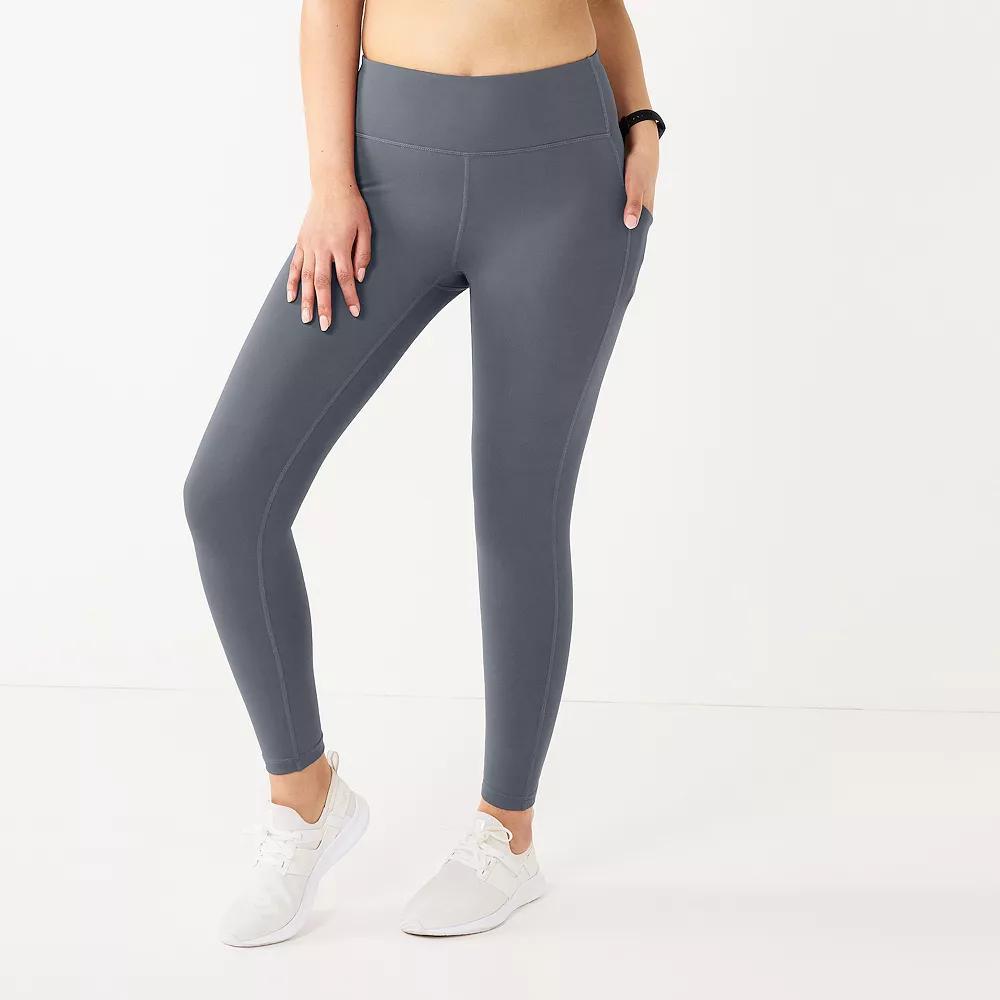 Petite Tek Gear® Ultrastretch High-Waisted 7/8 Leggings with Side Pockets, Women's, Size: XXL Petite, Heritage Gray Product Image