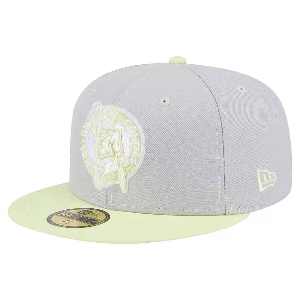 Men's New Era  Gray/Green Boston Celtics Color Pack 2-Tone 59FIFTY Fitted Hat, Size: 7 1/2, Grey Product Image