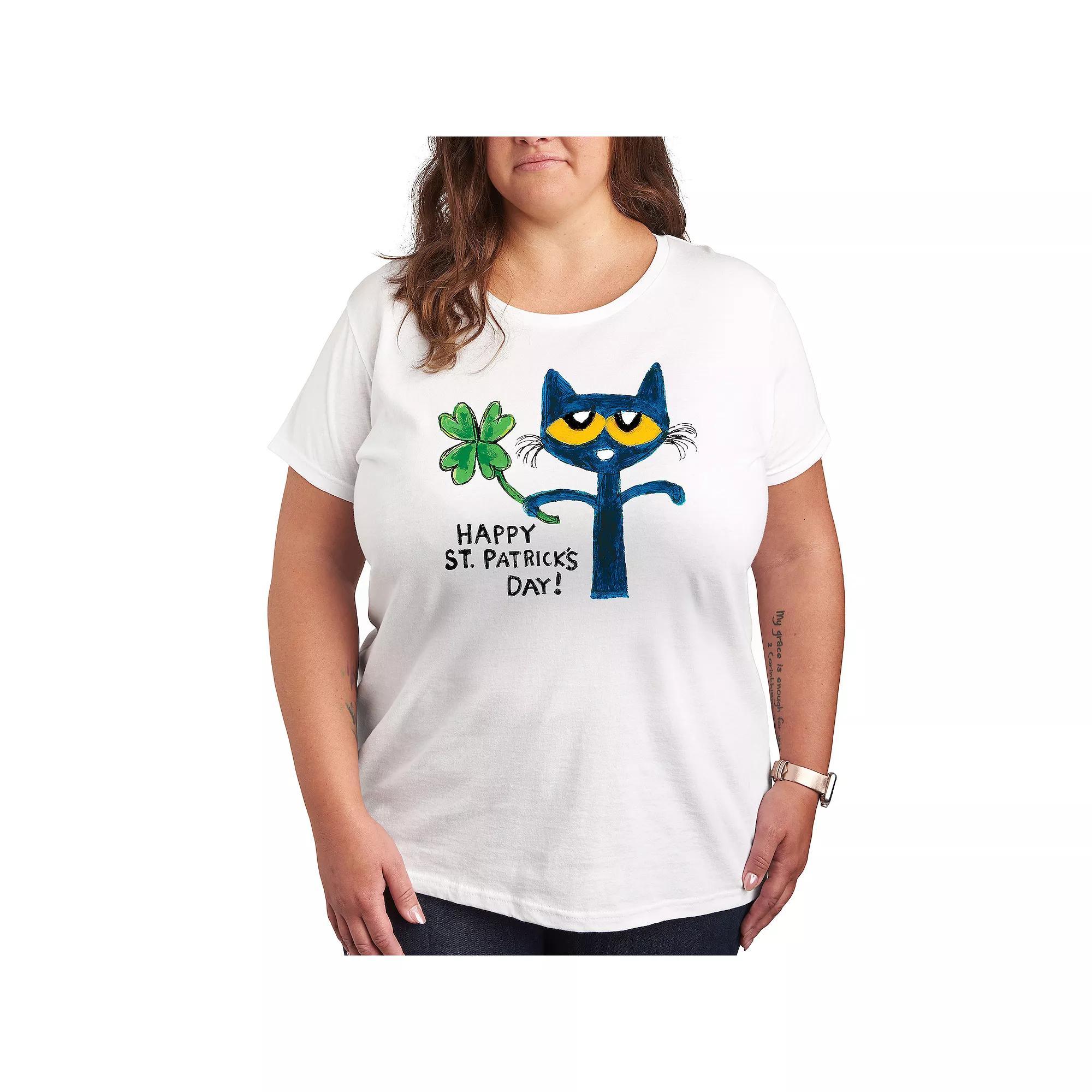 Plus Pete the Cat Happy St. Patricks Day Graphic Tee, Womens Product Image