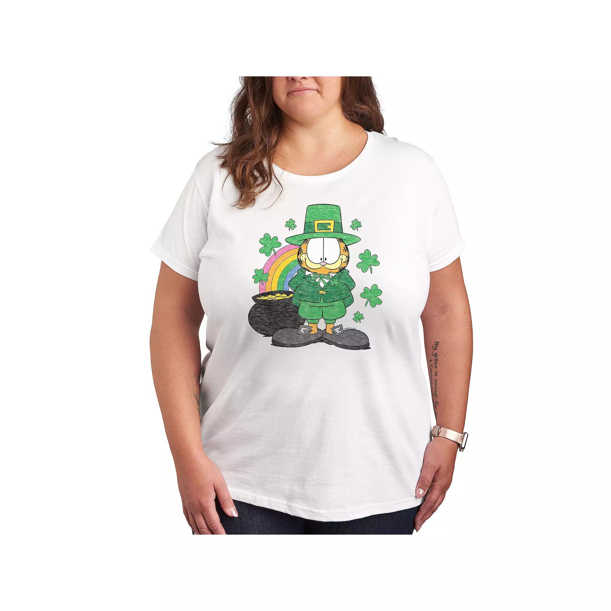 Plus Garfield Rainbow Shamrocks Graphic Tee, Womens Product Image