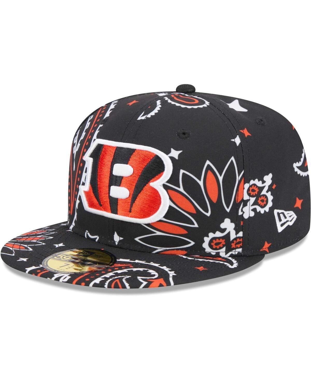 Men's New Era Black Cincinnati Bengals Paisley 59FIFTY Fitted Hat, Size: 7 Product Image