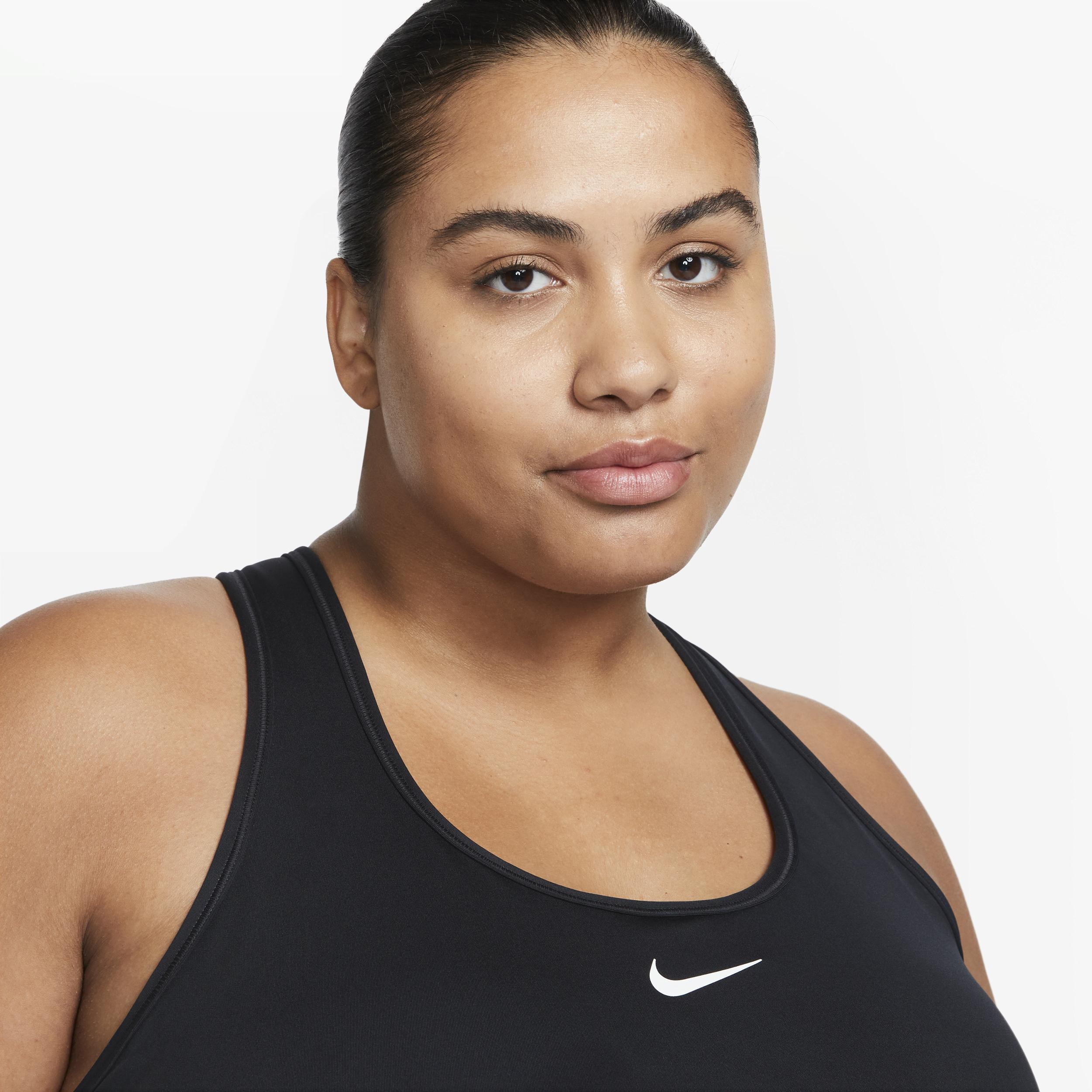Plus Size Nike Swoosh Medium Padded Sports Bra, Women's, Size: 3XL, Black Product Image