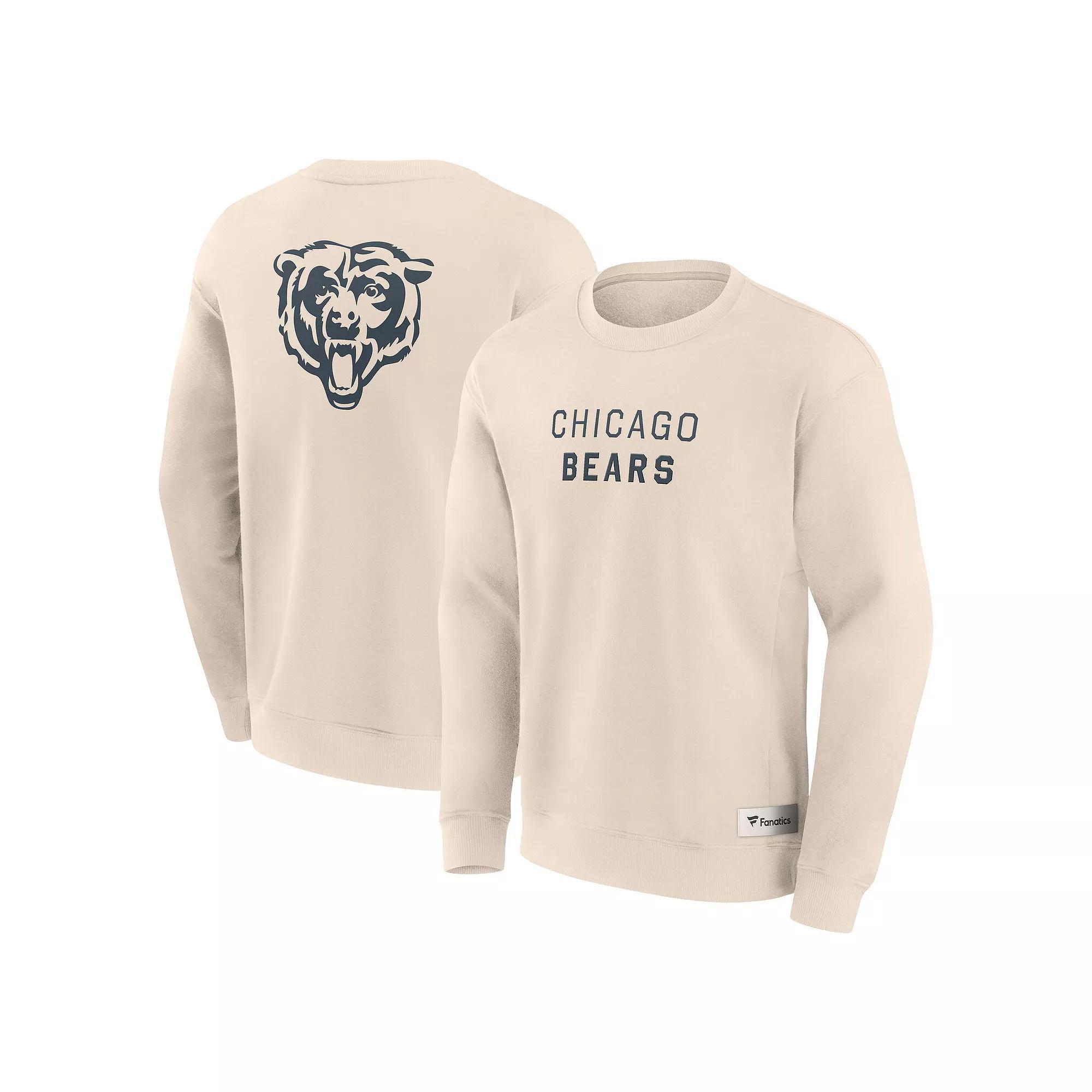 Men's Fanatics Cream Chicago Bears Elements Future Ground Lettering Pullover Sweatshirt, Size: Small, Beige Product Image