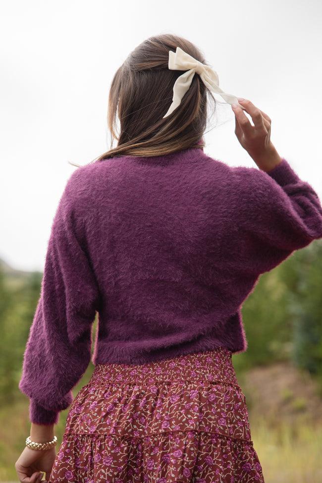 Beyond Me Plum Fuzzy Turtleneck Sweater FINAL SALE Product Image
