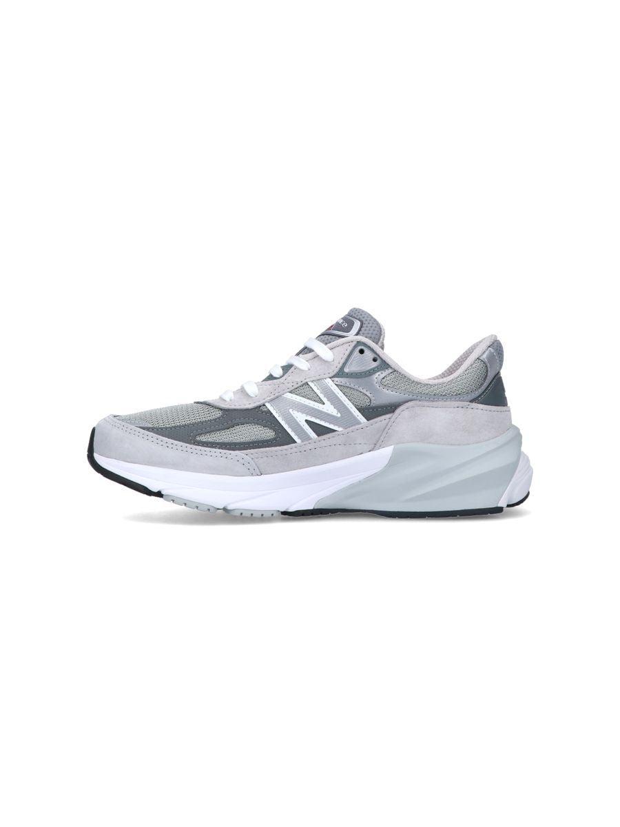 NEW BALANCE Grey Low Top Sneakers With Logo Detail In Suede And Tech Fabric Man Product Image