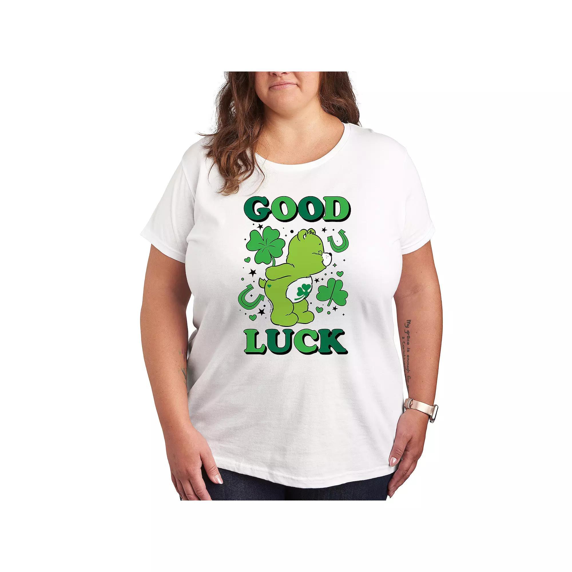 Plus Care Bears Good Luck Graphic Tee, Womens Grey Gray Product Image