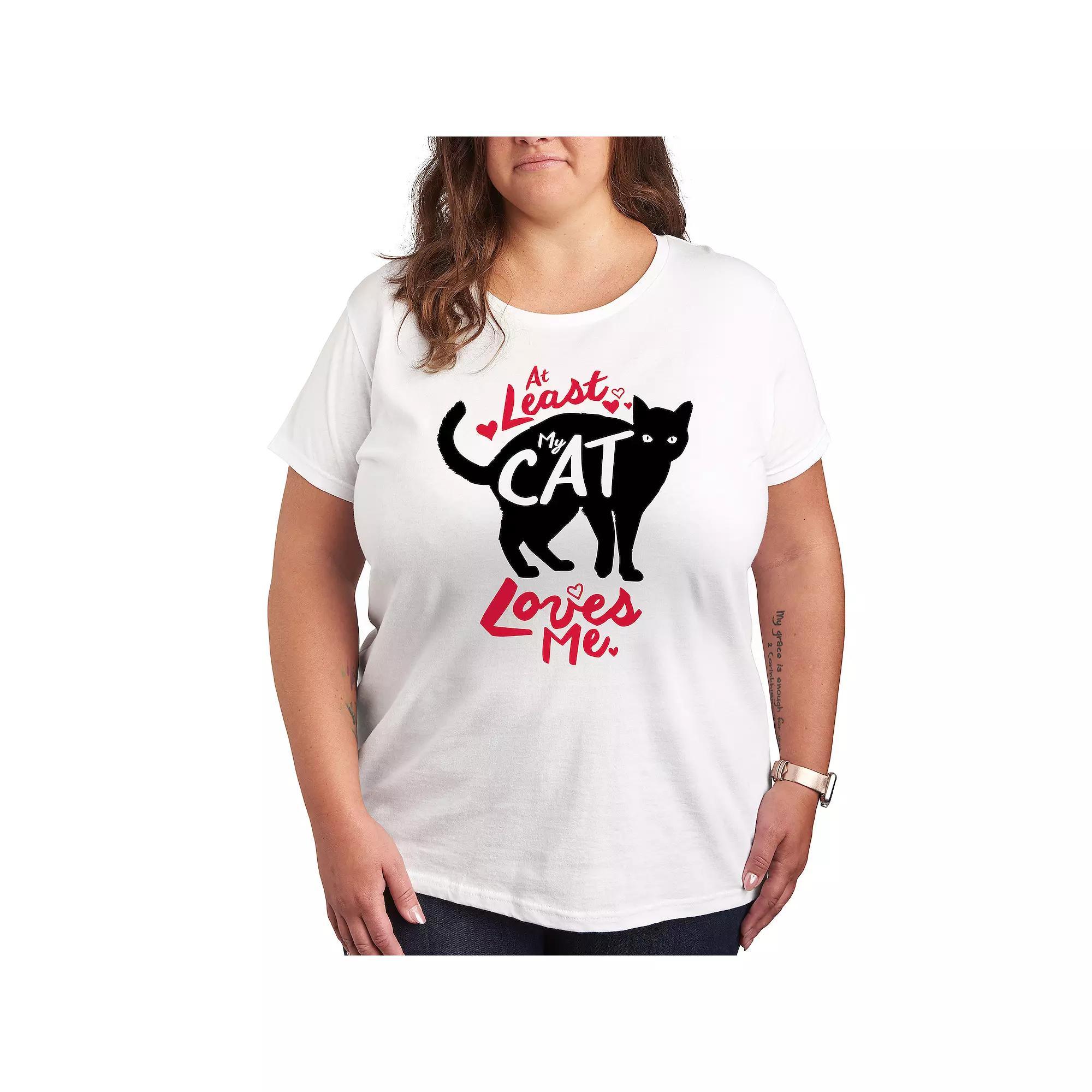 Plus At Least My Cat Loves Me Graphic Tee, Womens Grey Gray Product Image