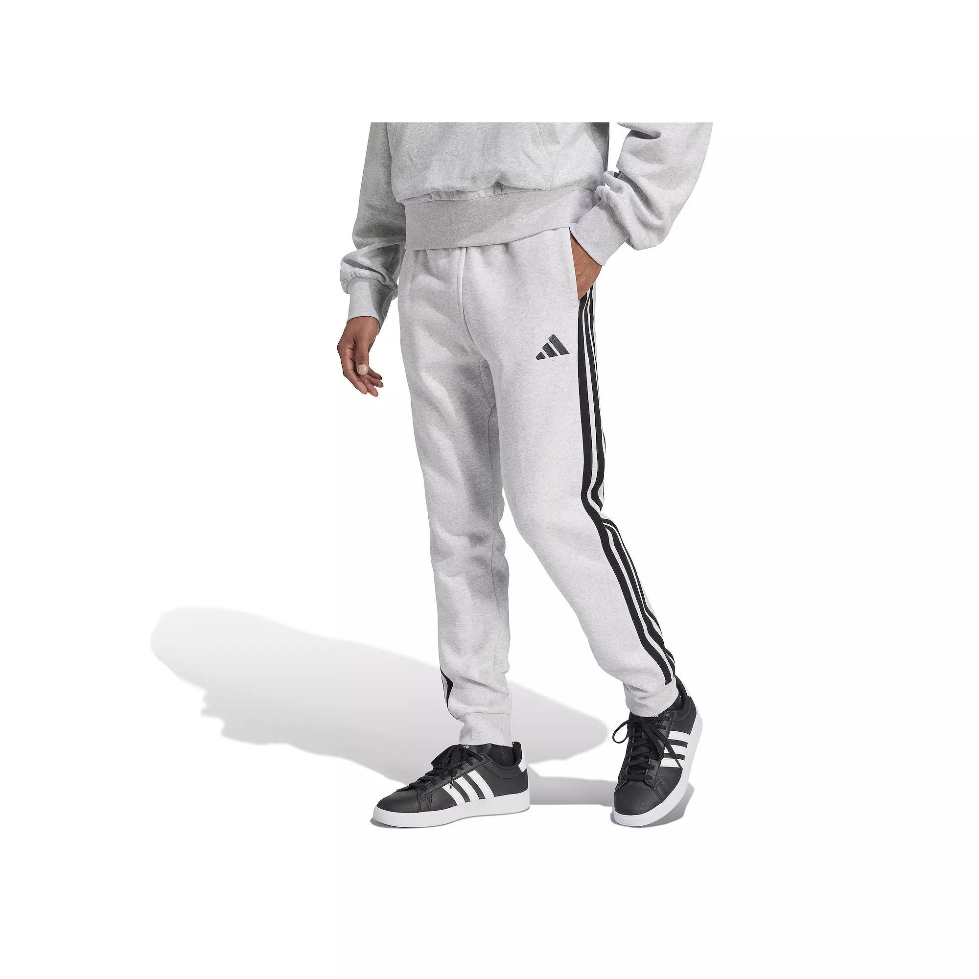 Mens adidas Essentials 3-Stripes Fleece Sportswear Sweatpants Light Grey Grey Product Image