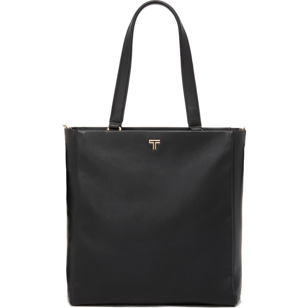 TUMI Voyageur Vail Leather North South Tote Bag In Black/light Gold Product Image