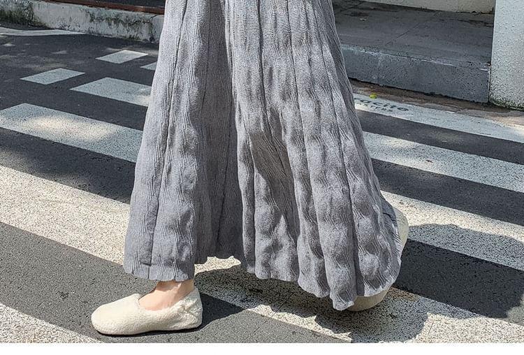 High Waist Plain Knit Maxi A-Line Skirt Product Image