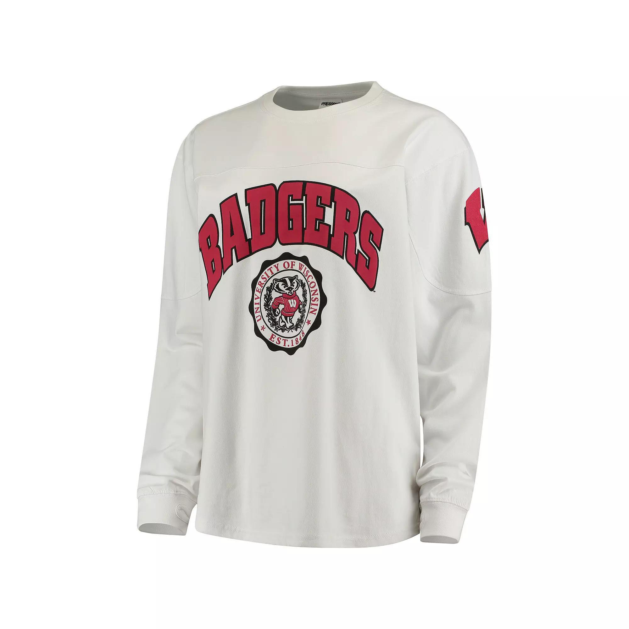 Women's White Wisconsin Badgers Edith Long Sleeve T-Shirt, Size: Medium Product Image