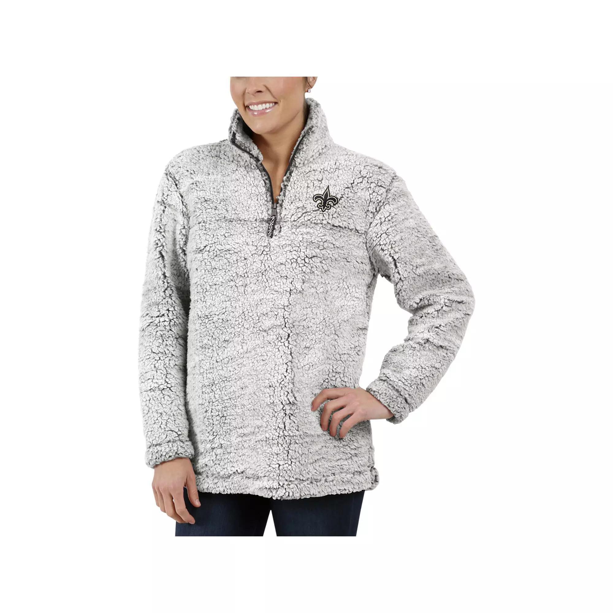 Women's G-III 4Her by Carl Banks Gray New Orleans Saints Sherpa Quarter-Zip Pullover Jacket, Size: 2XL, Grey Product Image