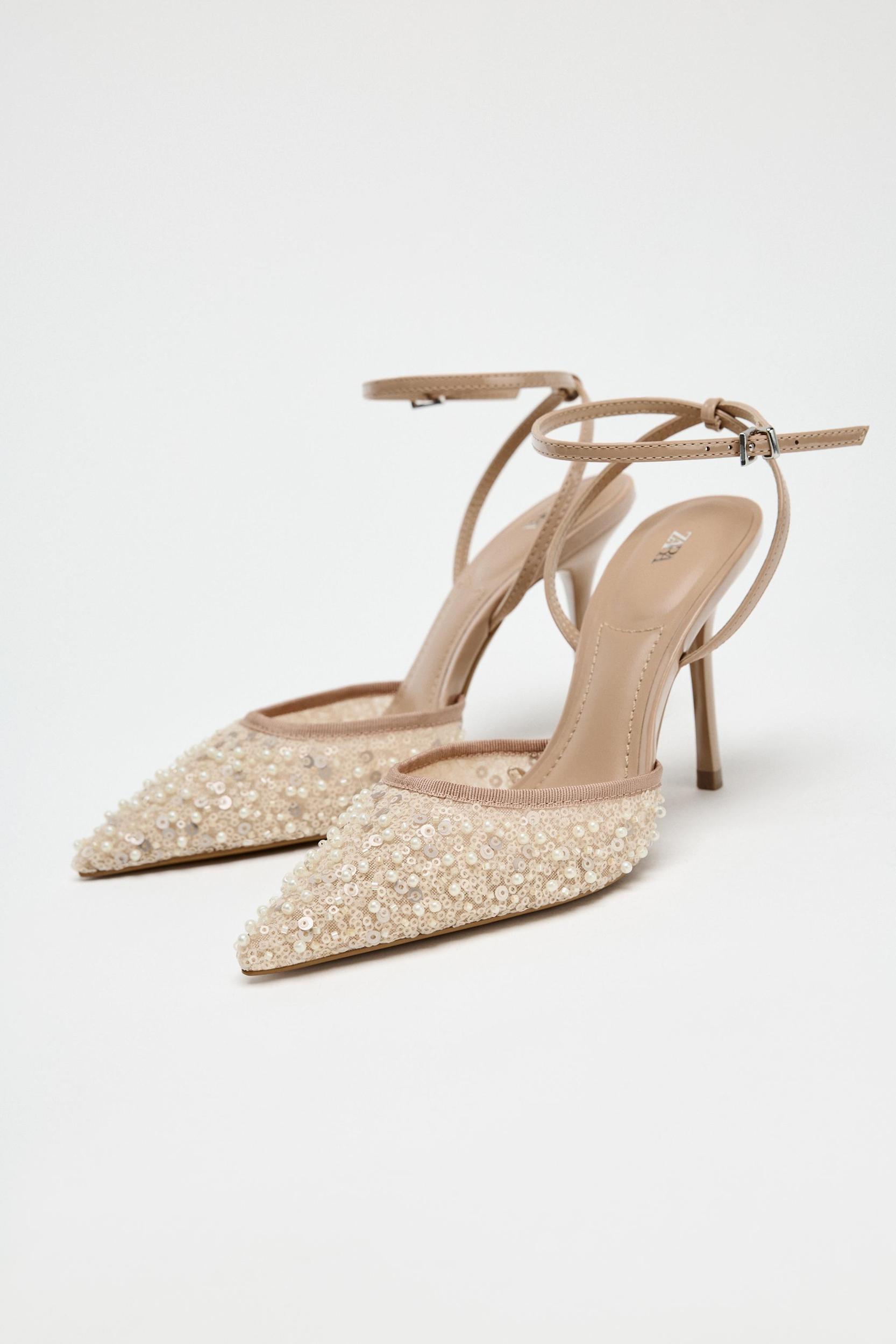 GLITTER MESH SLINGBACK HEELS Product Image