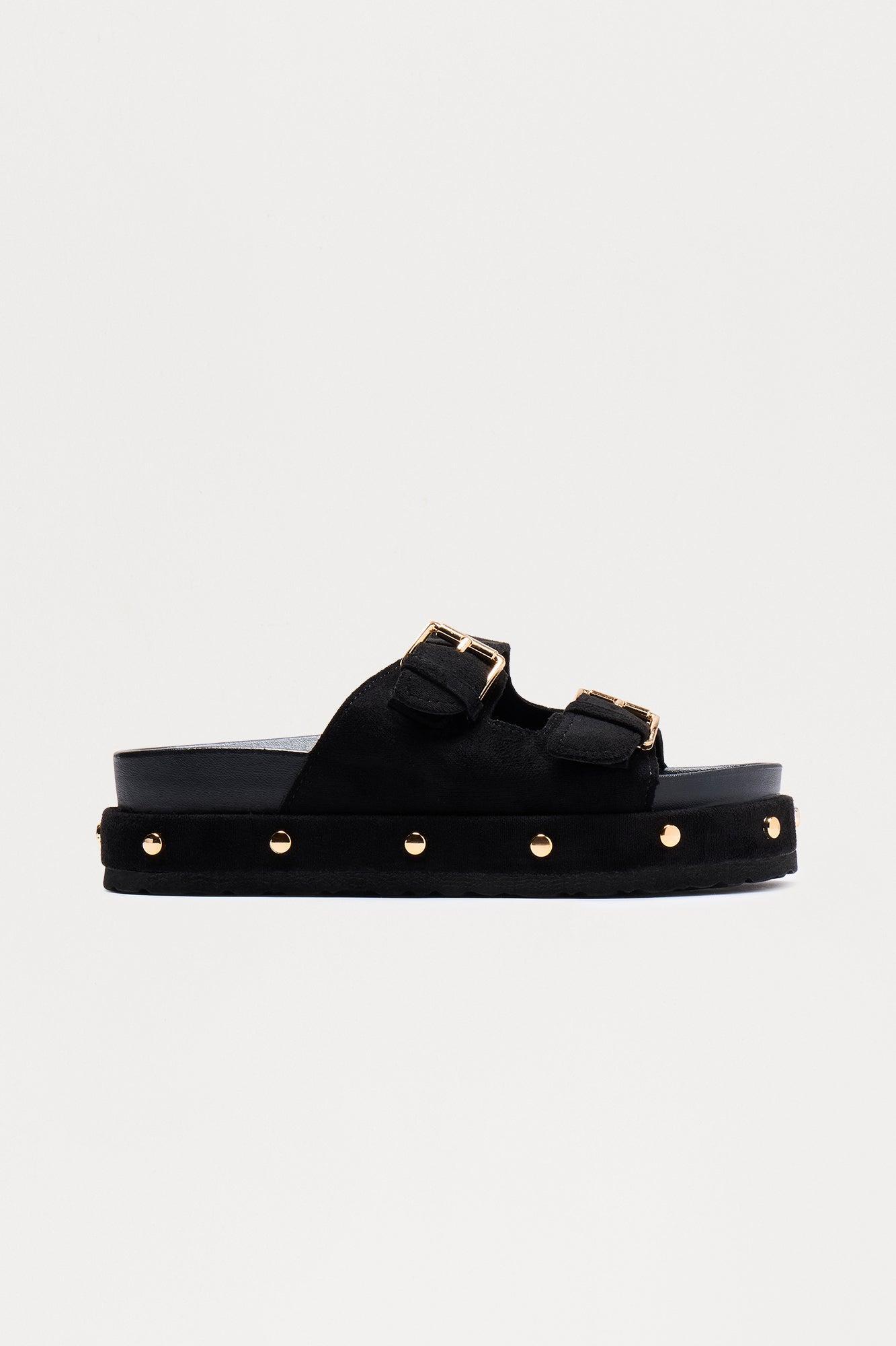 Chanti Buckle Studded Sandals - Black Female Product Image