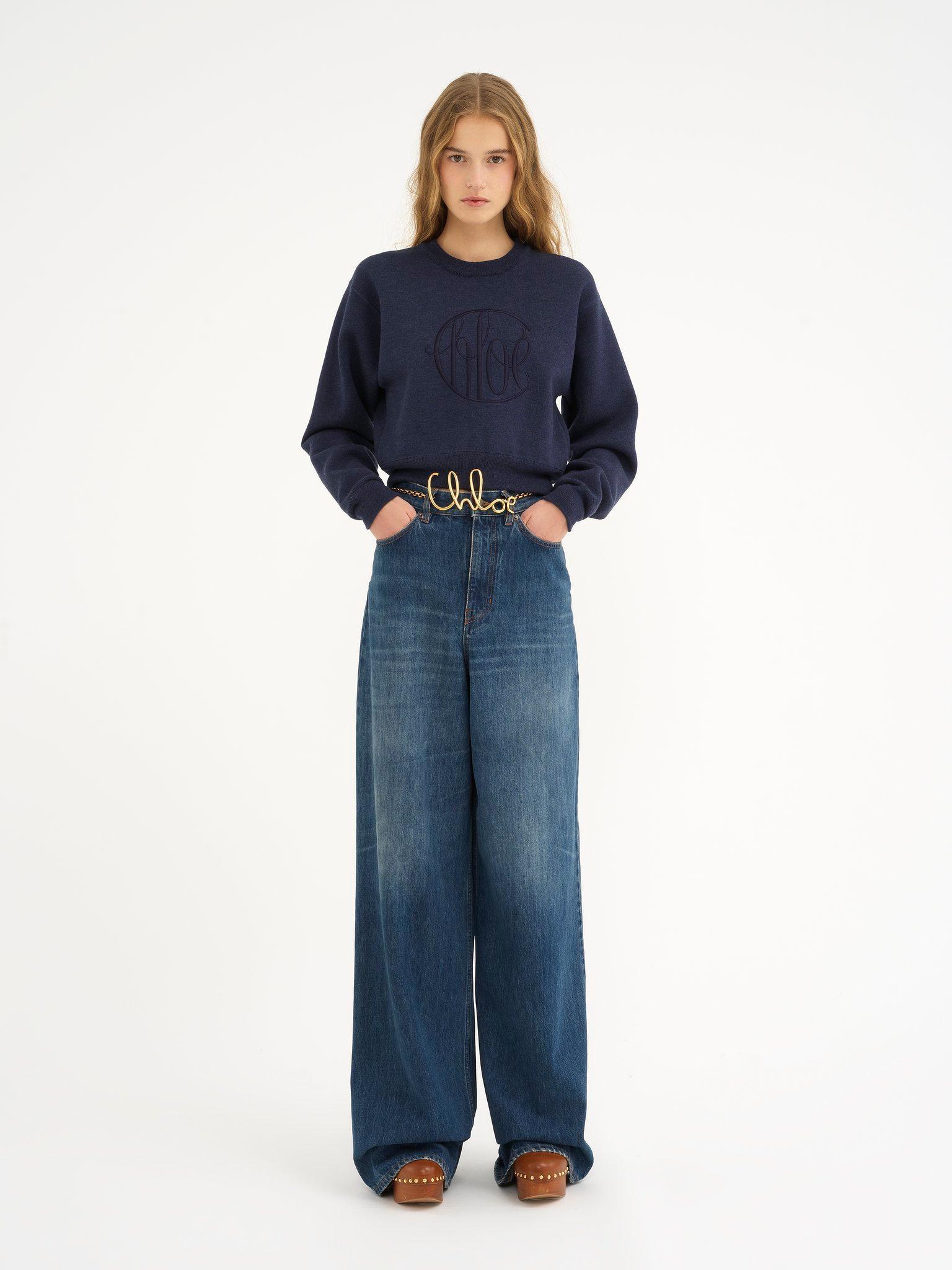 Knitted logo sweater in wool Product Image