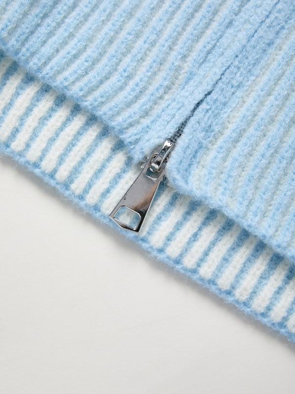 Solid Lapel Neck Zip Up Cardigan Product Image