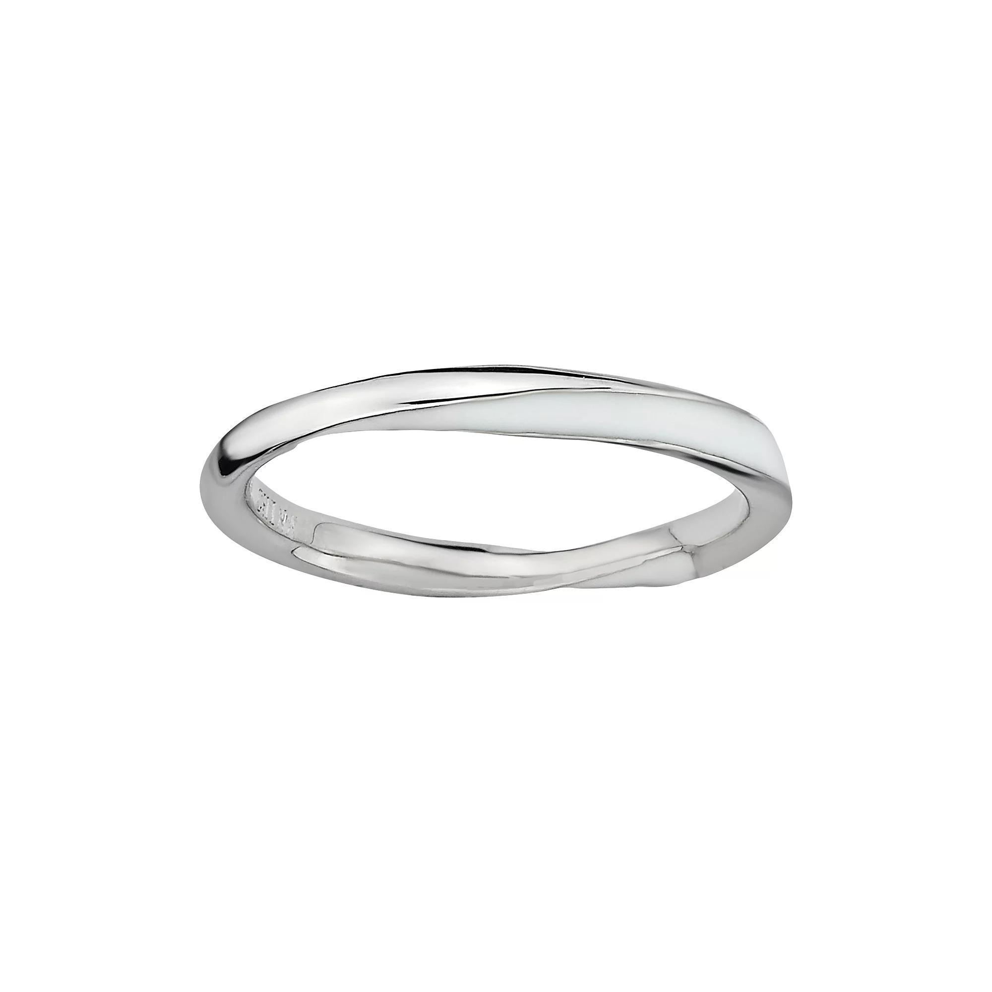 Stacks & Stones Sterling Silver White Enamel Twist Stack Ring, Women's, Size: 8 Product Image
