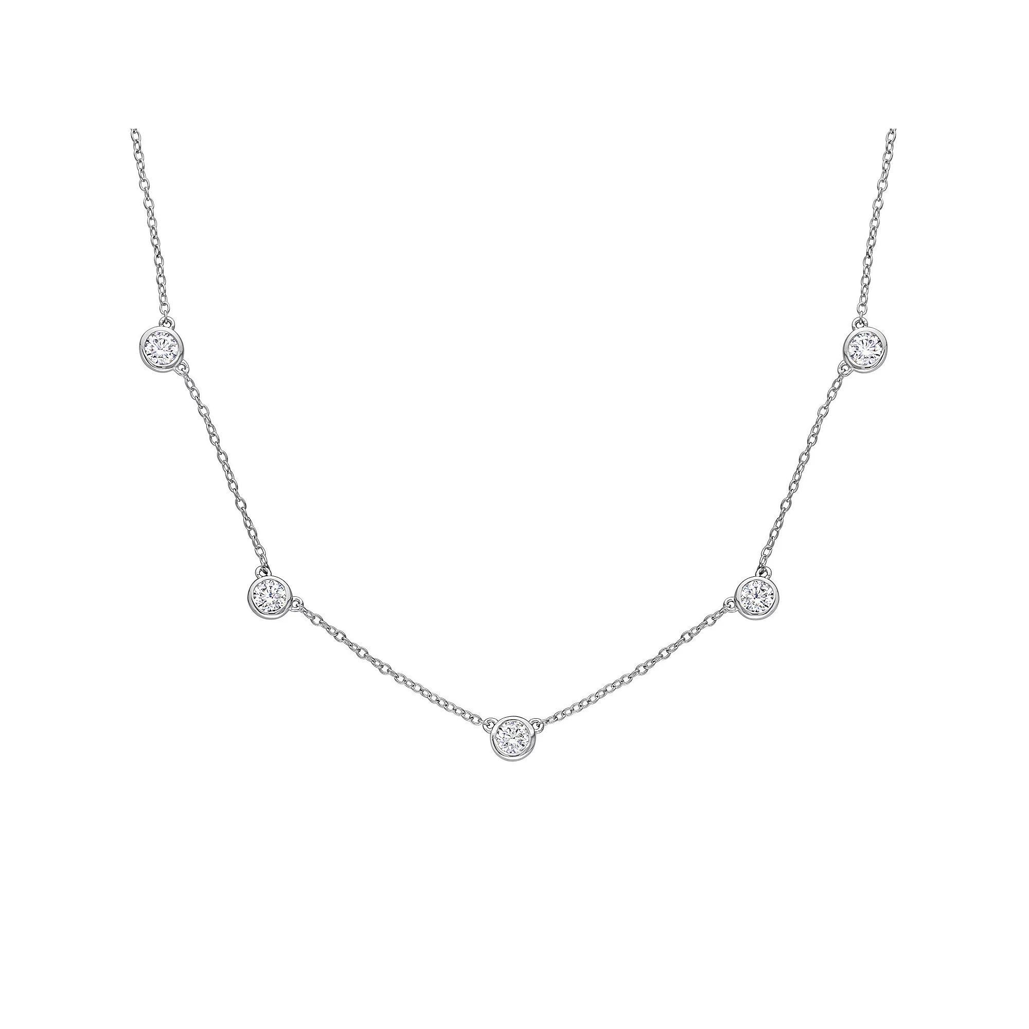 Stella Grace Sterling Silver 2 1/4 Carat T.W. Lab-Created Moissanite Station Necklace, Women's, Size: 18" Product Image