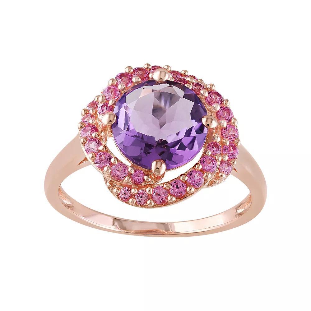 Stella Grace Sterling Silver Amethyst & Lab-Created Pink Sapphire Knot Ring, Women's, Size: 8, Purple Product Image