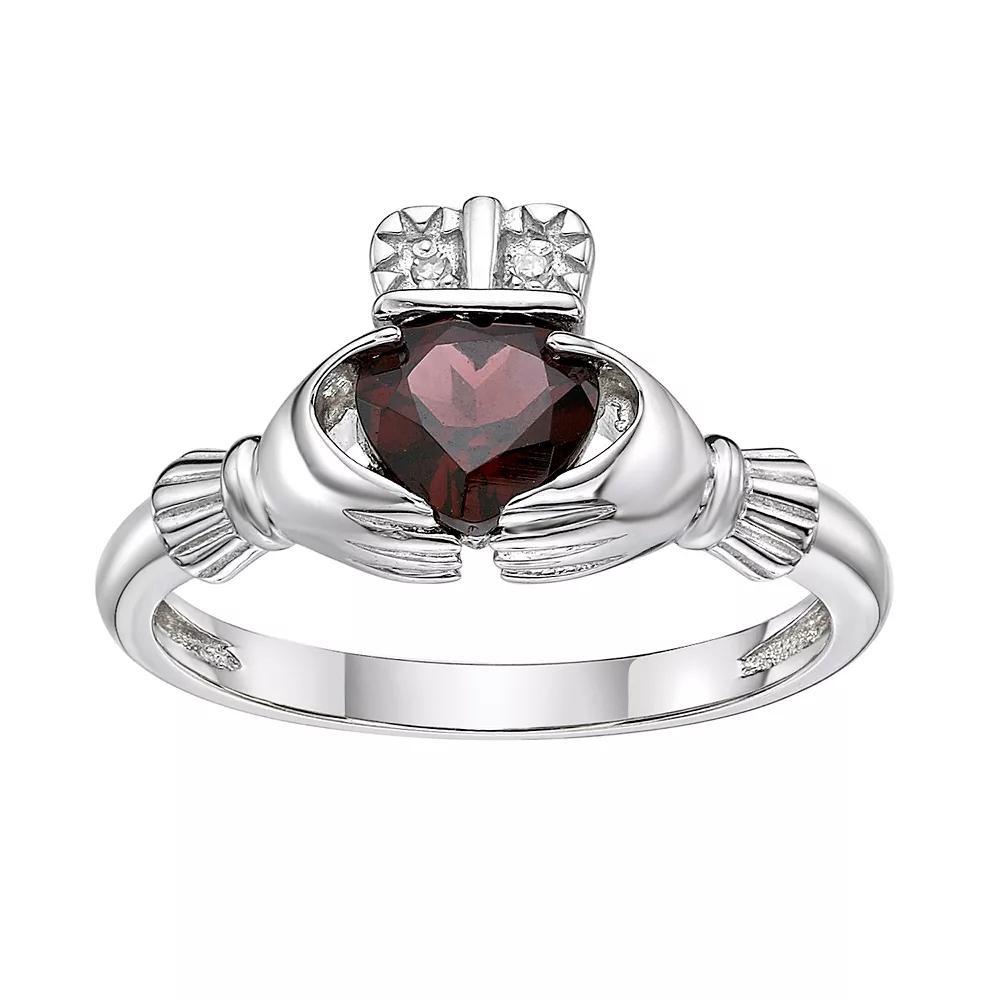 Gemminded Sterling Silver Garnet & Diamond Accent Ring, Women's, Size: 7 Product Image