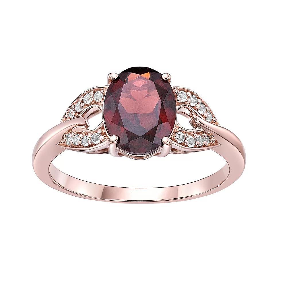 Gemminded 18k Rose Gold Over Silver Garnet & White Topaz Ring, Women's, Size: 6, Pink Tone Product Image