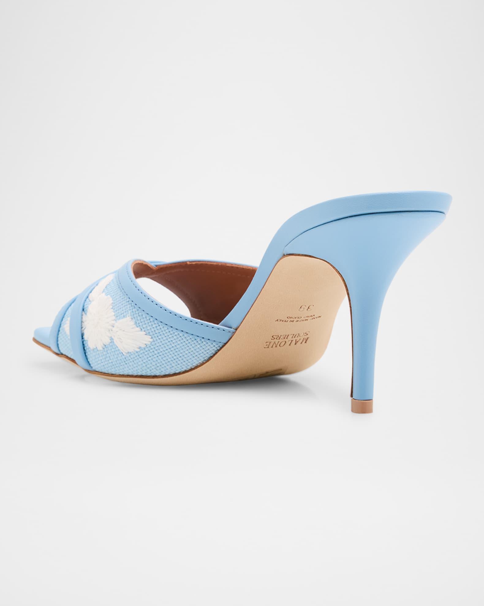 Perla Raffia Leather Stiletto Slide Sandals Product Image
