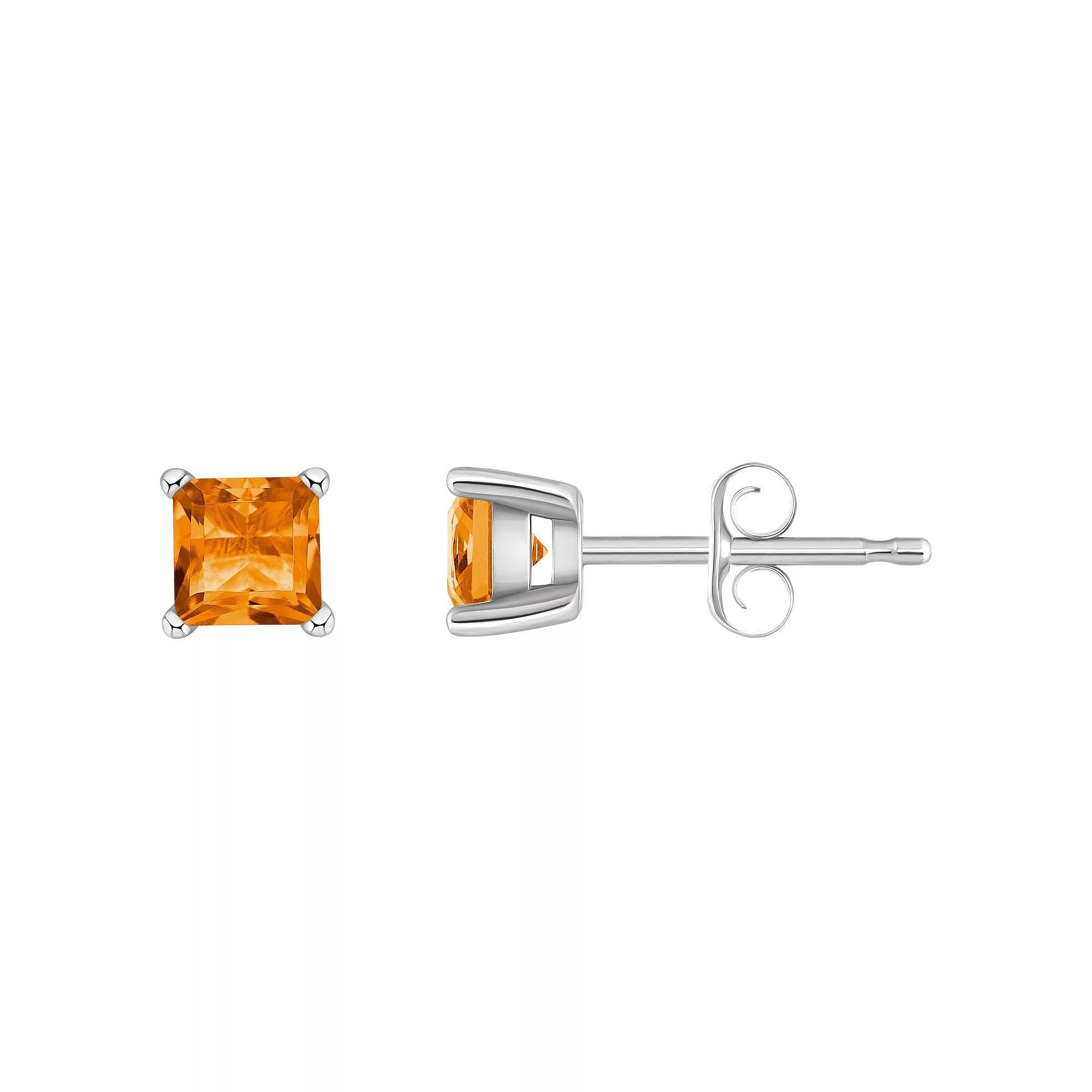 14k Gold 4 mm Princess Cut Amethyst Stud Earrings, Women's, 14k Yellow Gold Product Image