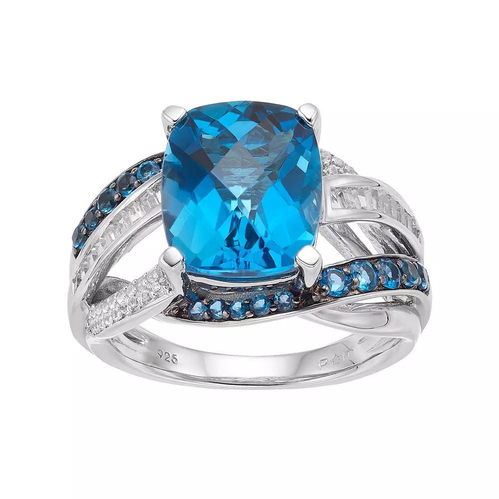 Sterling Silver Blue Topaz & Lab-Created White Sapphire Ring, Women's, Size: 7 Product Image