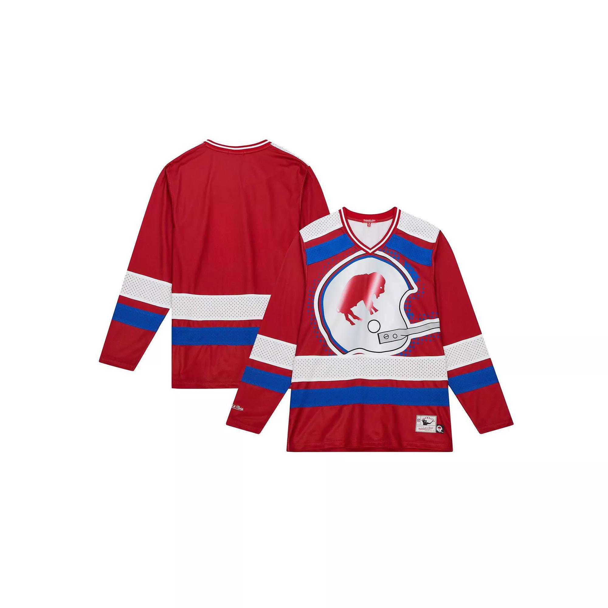 Women's Mitchell & Ness Red Buffalo Bills Big Face 7.0 Long Sleeve Jersey T-Shirt, Size: Small Product Image