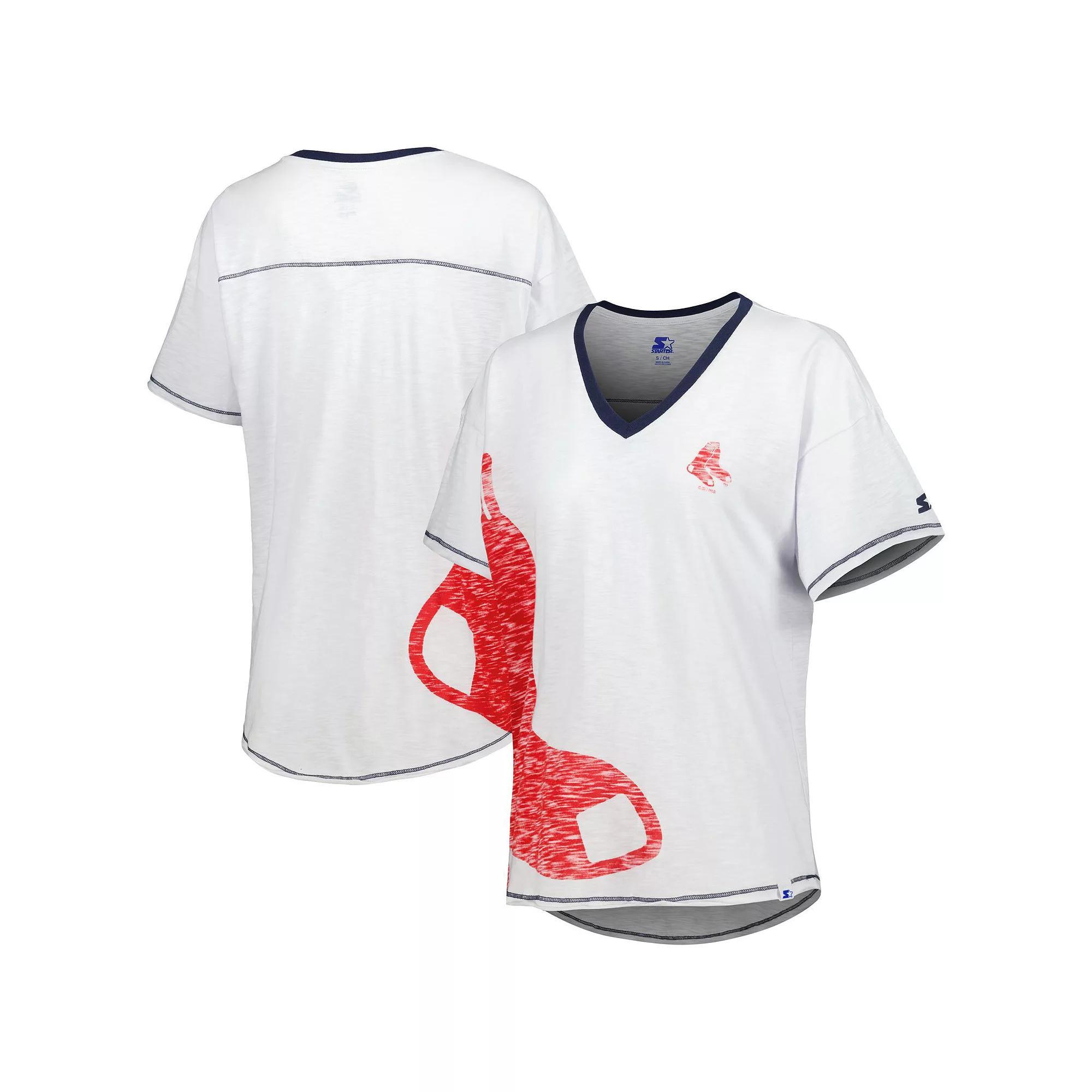 Women's Starter White Boston Red Sox Perfect Game V-Neck T-Shirt, Size: XL Product Image