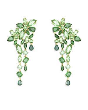 Swarovski Gema Green Crystal Flower Clip On Chandelier Earrings in Gold Tone Product Image