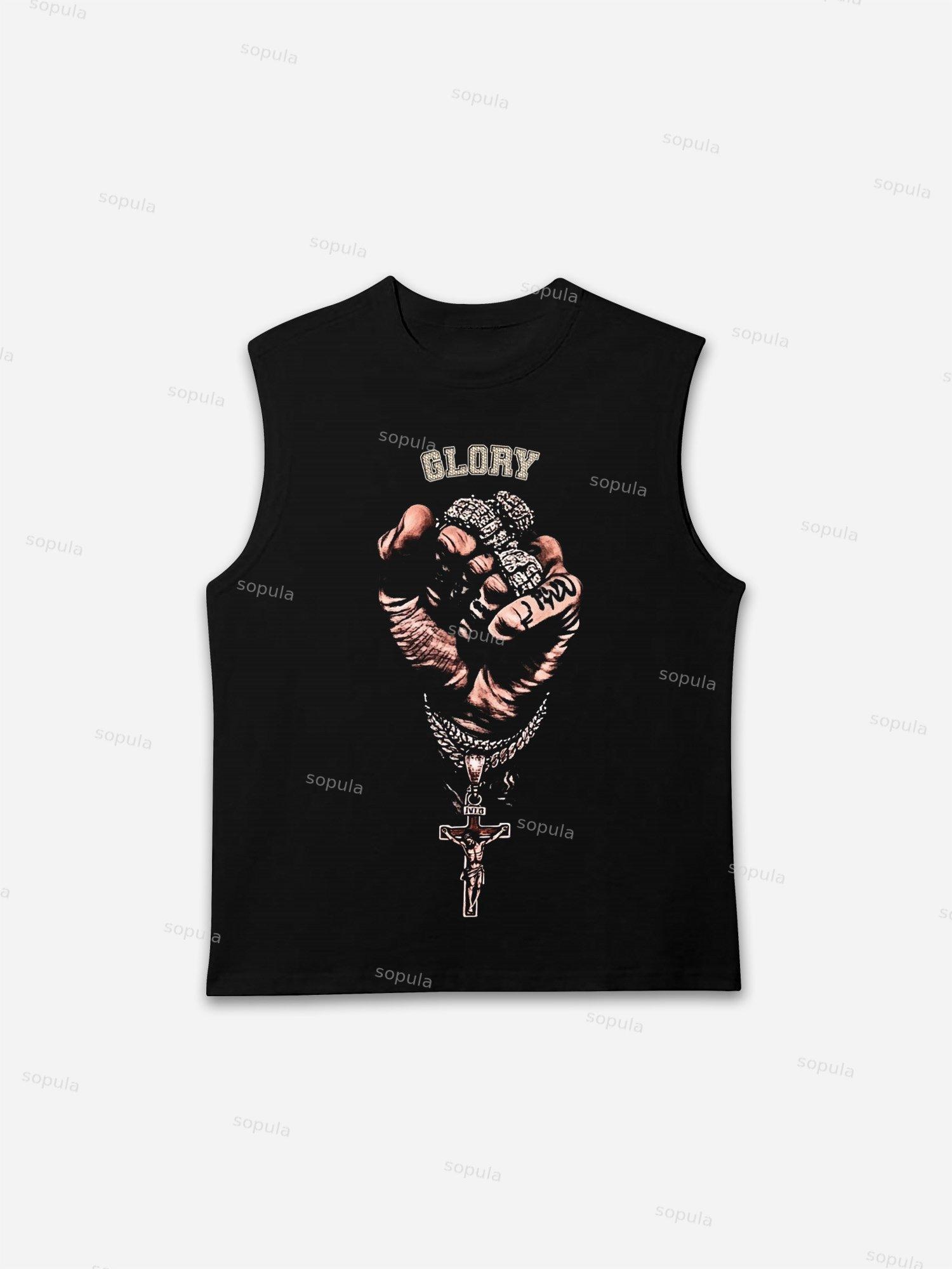 Diamond Grace Hand Of God Jesus Vintage Graphic Tank Top Product Image