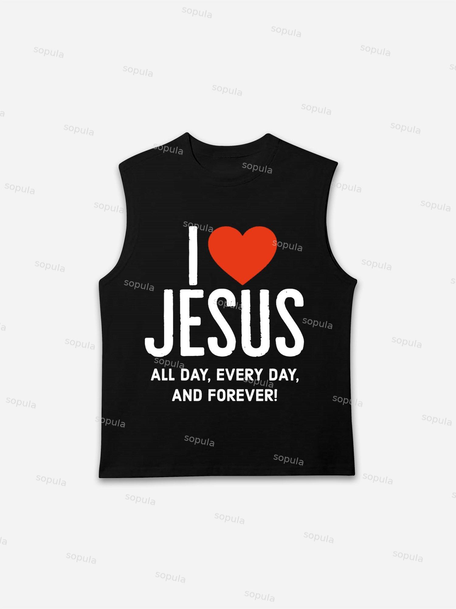 I Love Jesus Heart Graphic Tank Top Product Image