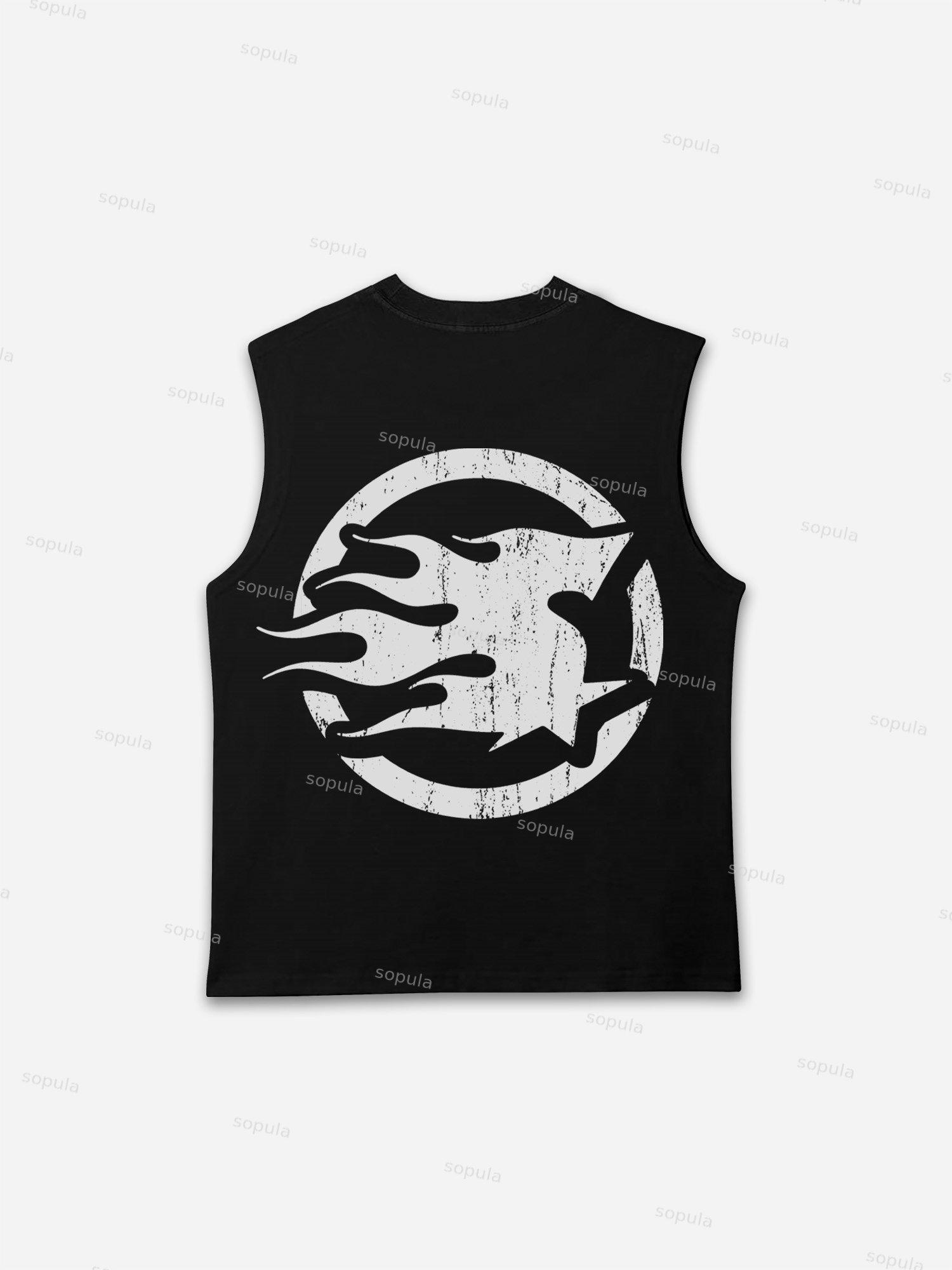 God Loves The World Burning Skull Statue Of Liberty Vintage Graphic Tank Top Product Image