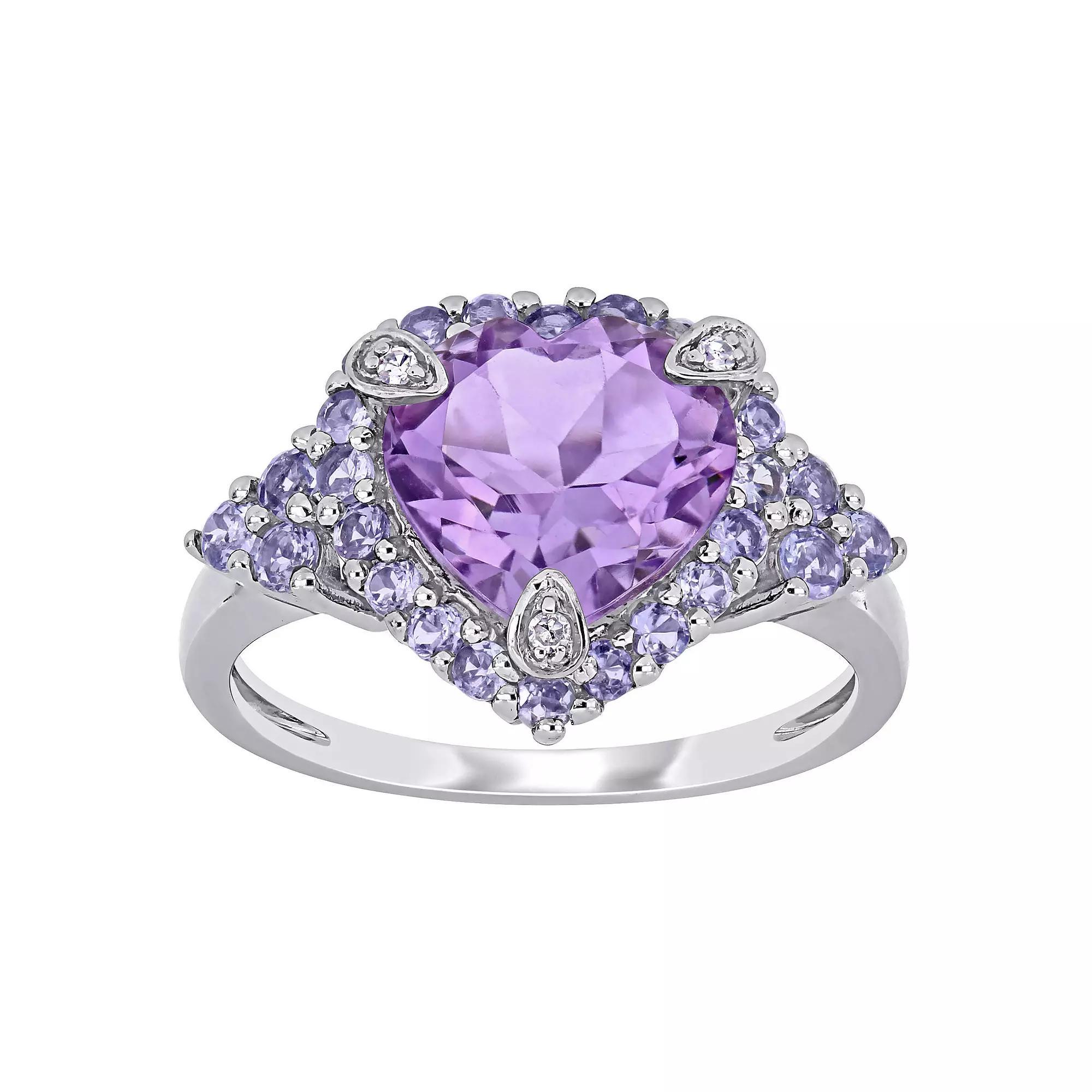 Stella Grace 10k White Gold Amethyst, Tanzanite & Diamond Accent Cocktail Ring, Women's, Size: 8 Product Image