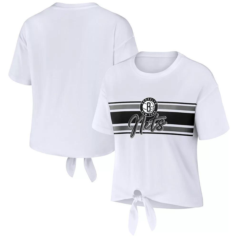 Womens WEAR by Erin Andrews Brooklyn Nets Tie-Front T-Shirt Product Image