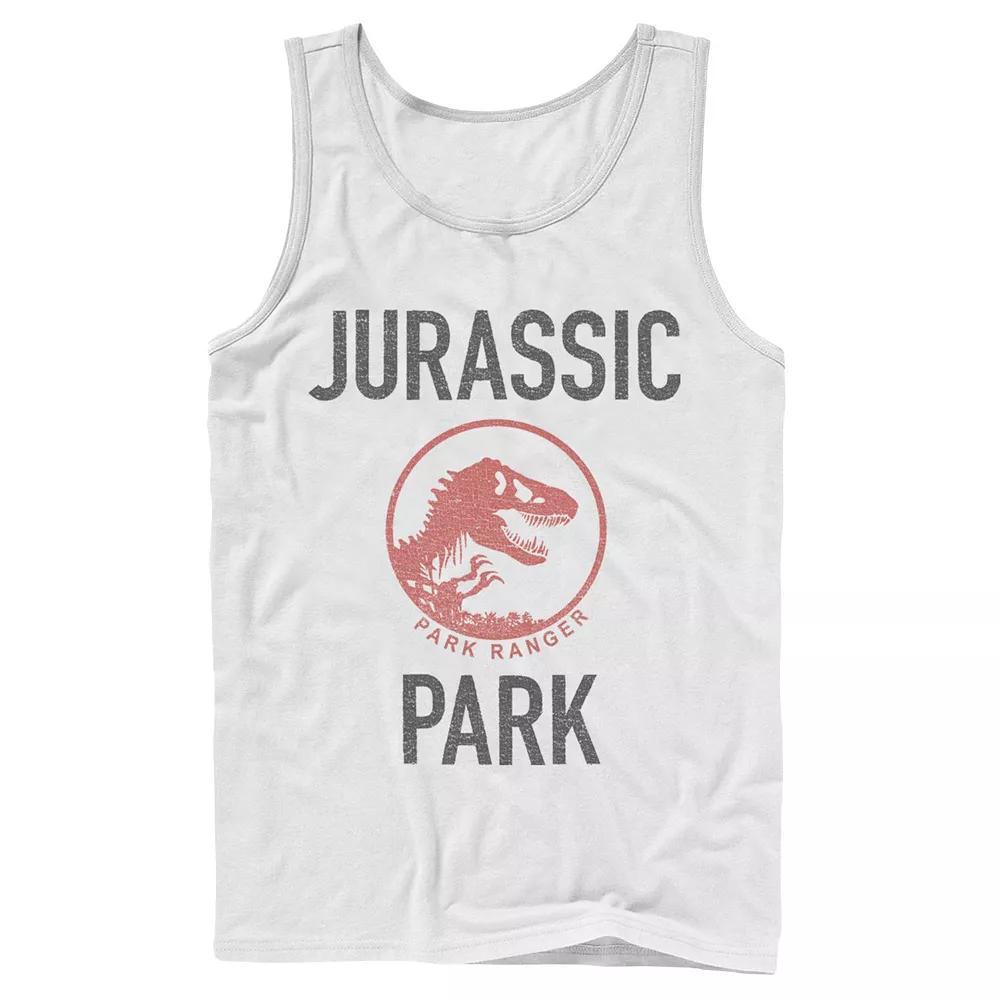 Men's Jurassic Park Fossil Coin Logo Tank Top, Size: Large, White Product Image
