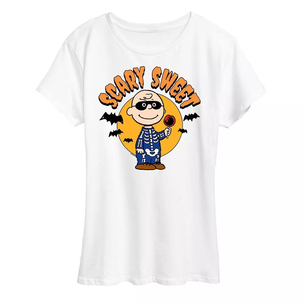 Womens Peanuts Charlie Brown Scary Sweet Graphic Tee Product Image
