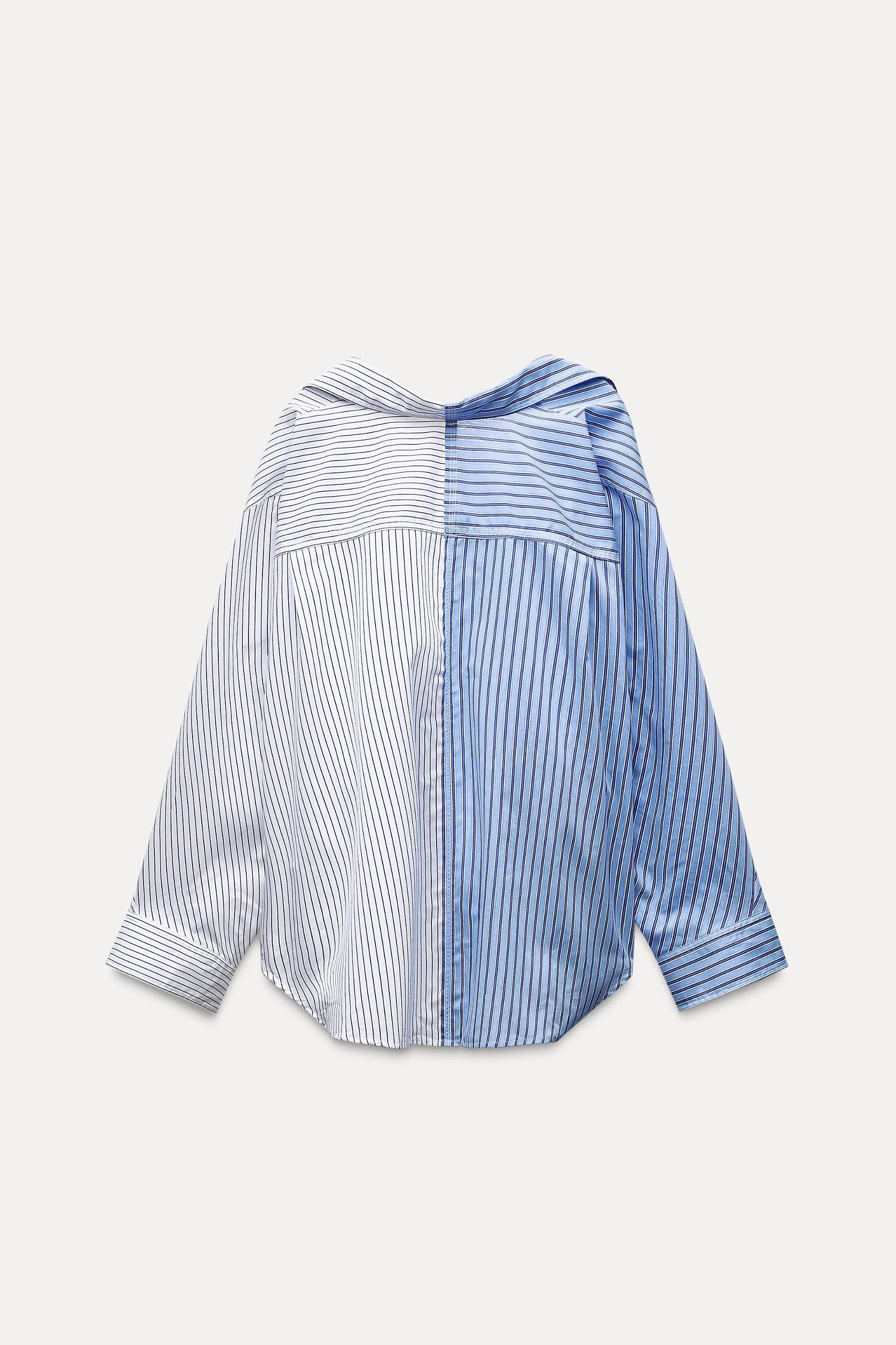 COMBINED STRIPE OVERSIZED POPLIN SHIRT Product Image