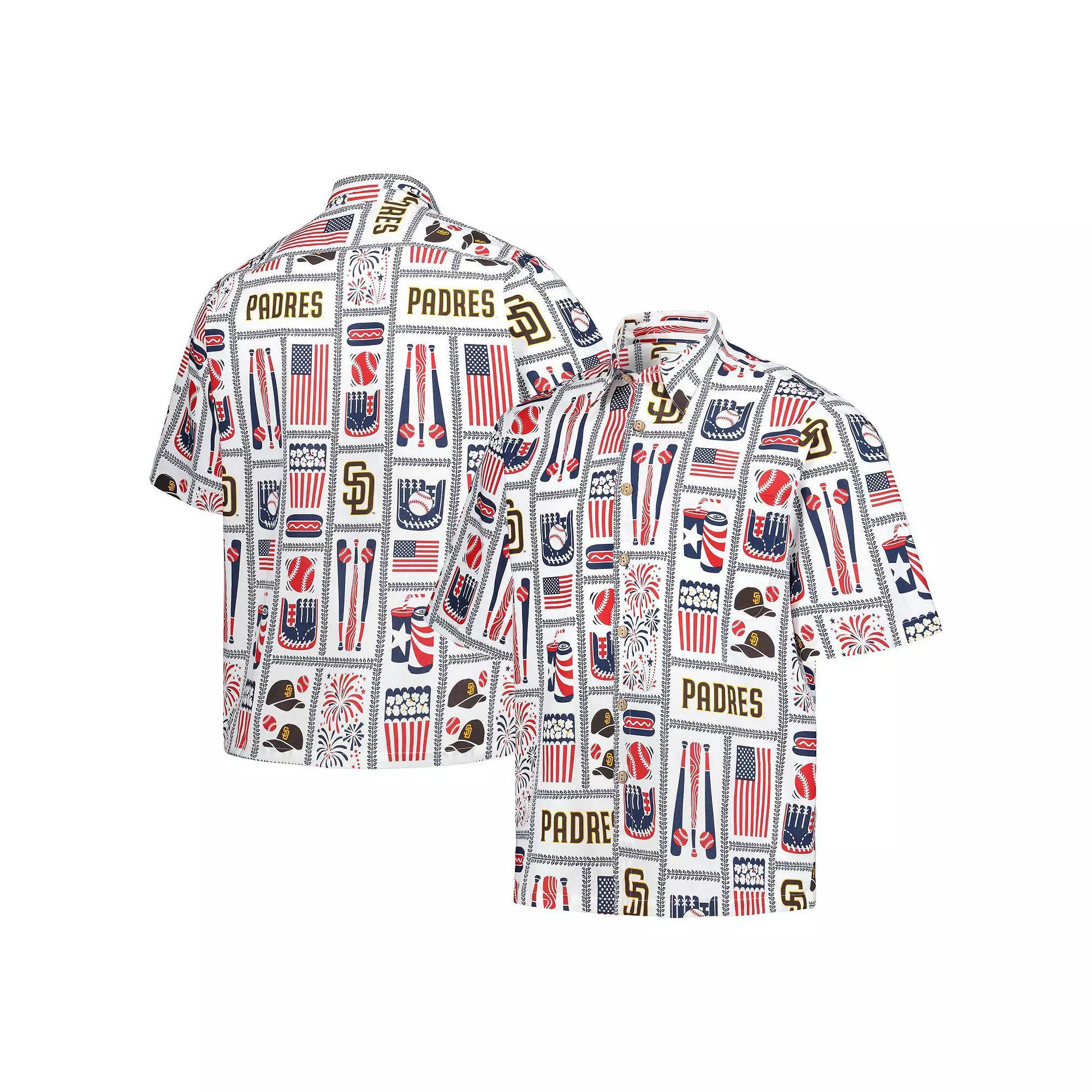 Men's Reyn Spooner White San Diego Padres Americana Button-Up Shirt, Size: Large Product Image