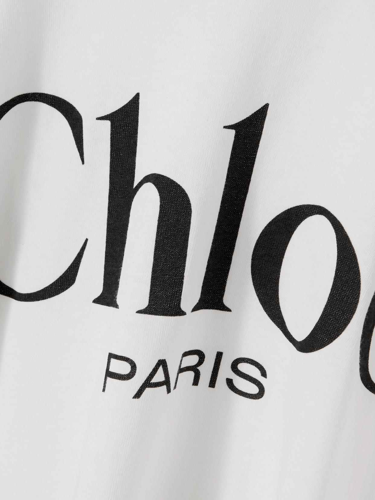 CHLOÉ White Crewneck T-shirt With Logo Print On The Front In Cotton Woman Product Image